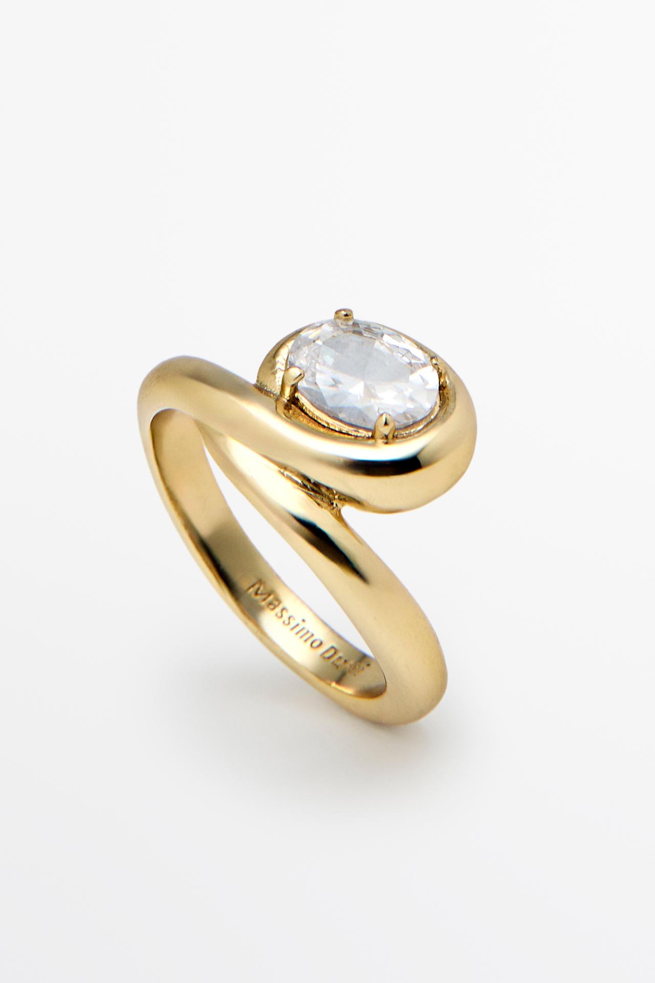 Shimmery crystal hoop ring — GOLDEN