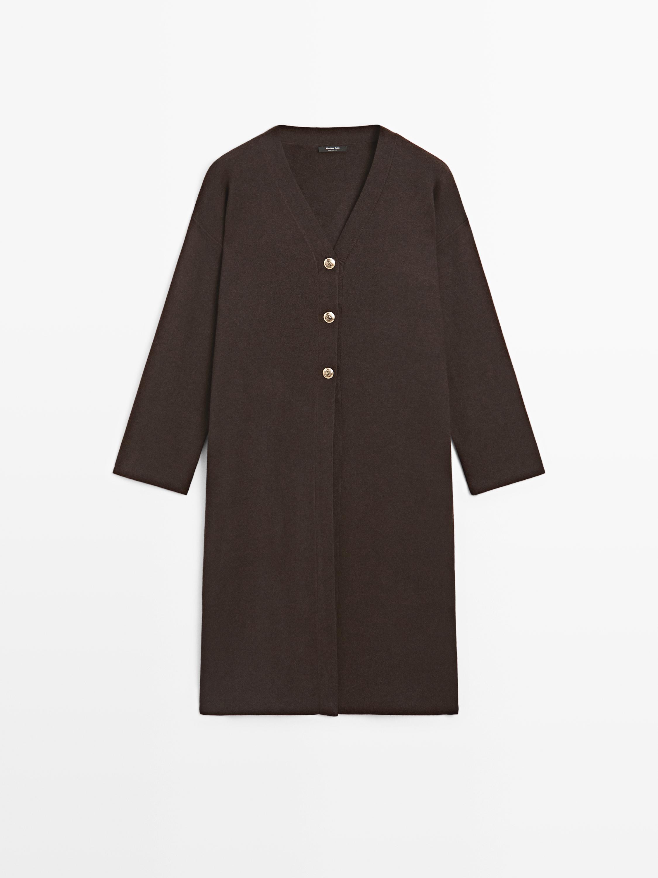 Cardigan long avec boutons dorés