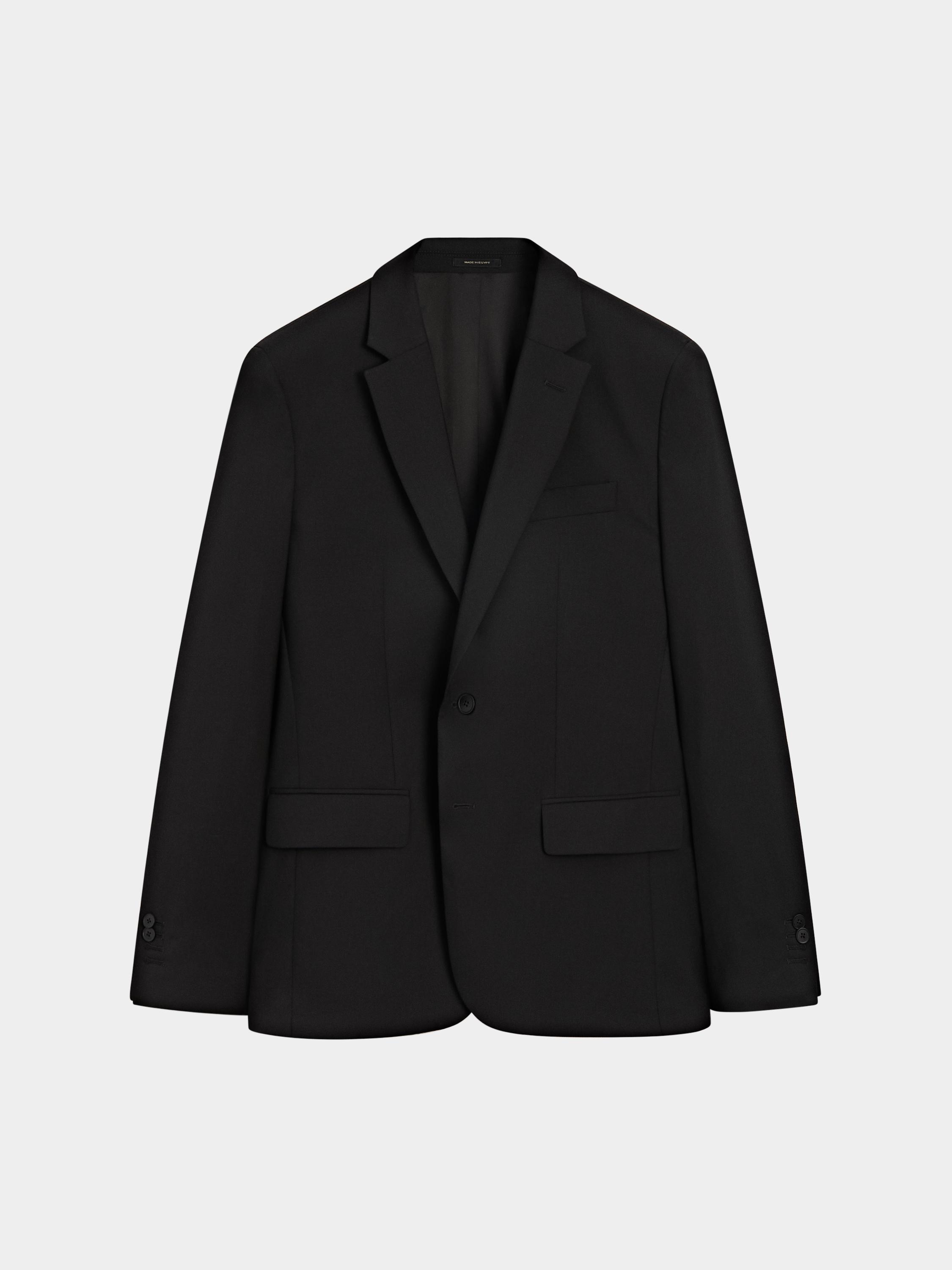 100% cool wool suit blazer — BLACK