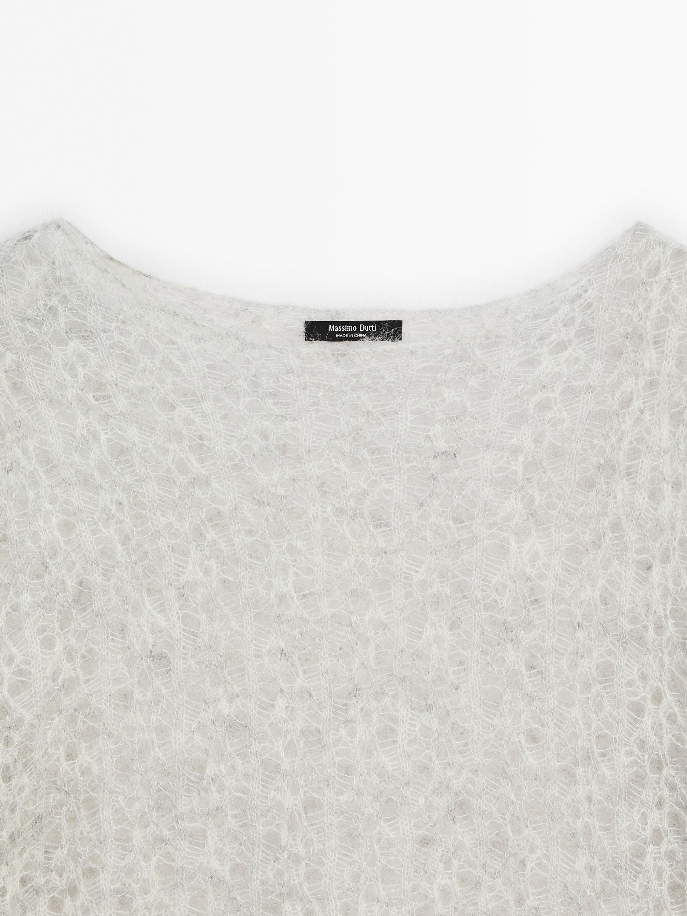 Cutwork wool blend sweater