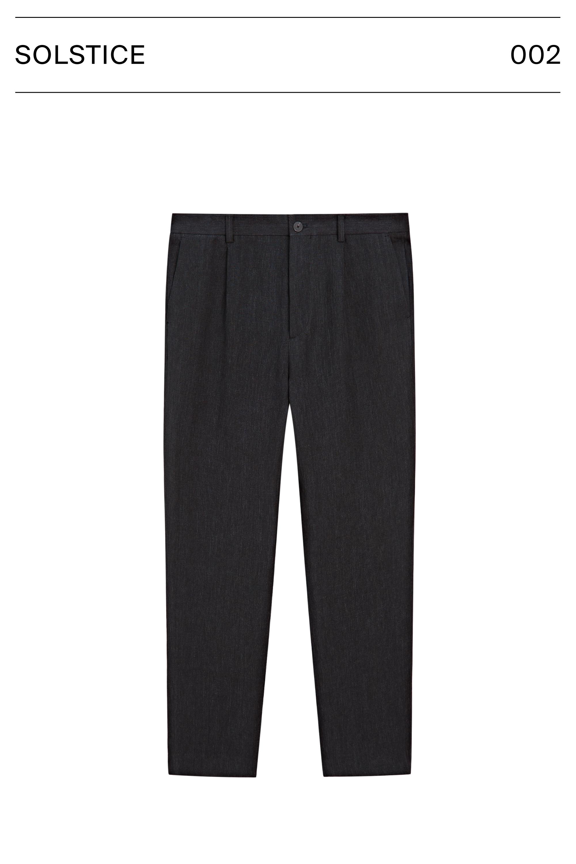Total look linen trousers with flecked detail — DARK BLUE