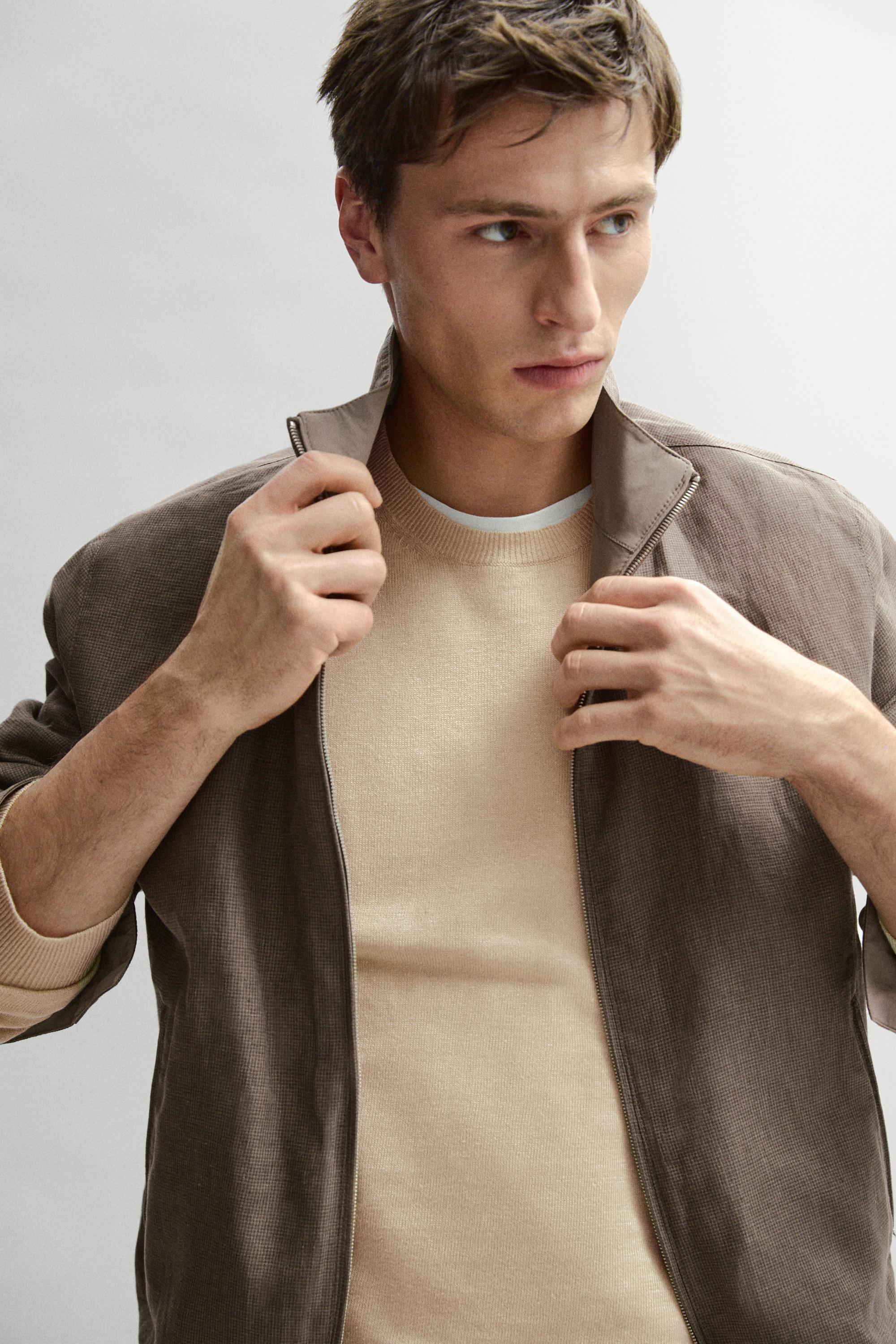 Cazadora corta reversible mezcla lino