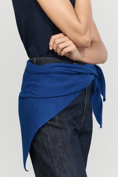 Medium wool cashmere blend knit bandana — INK BLUE 5