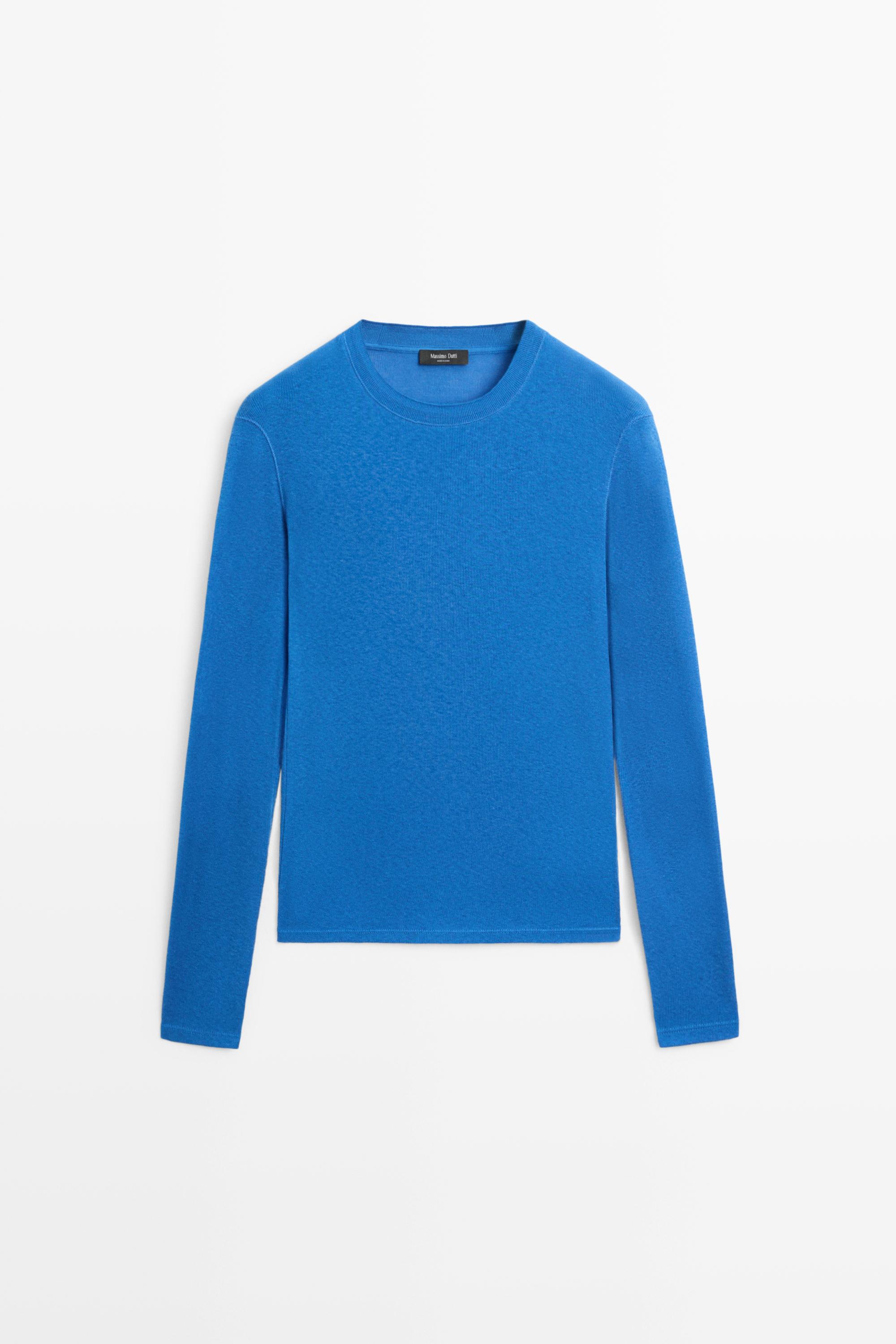 Cotton cashmere blend knit sweater
