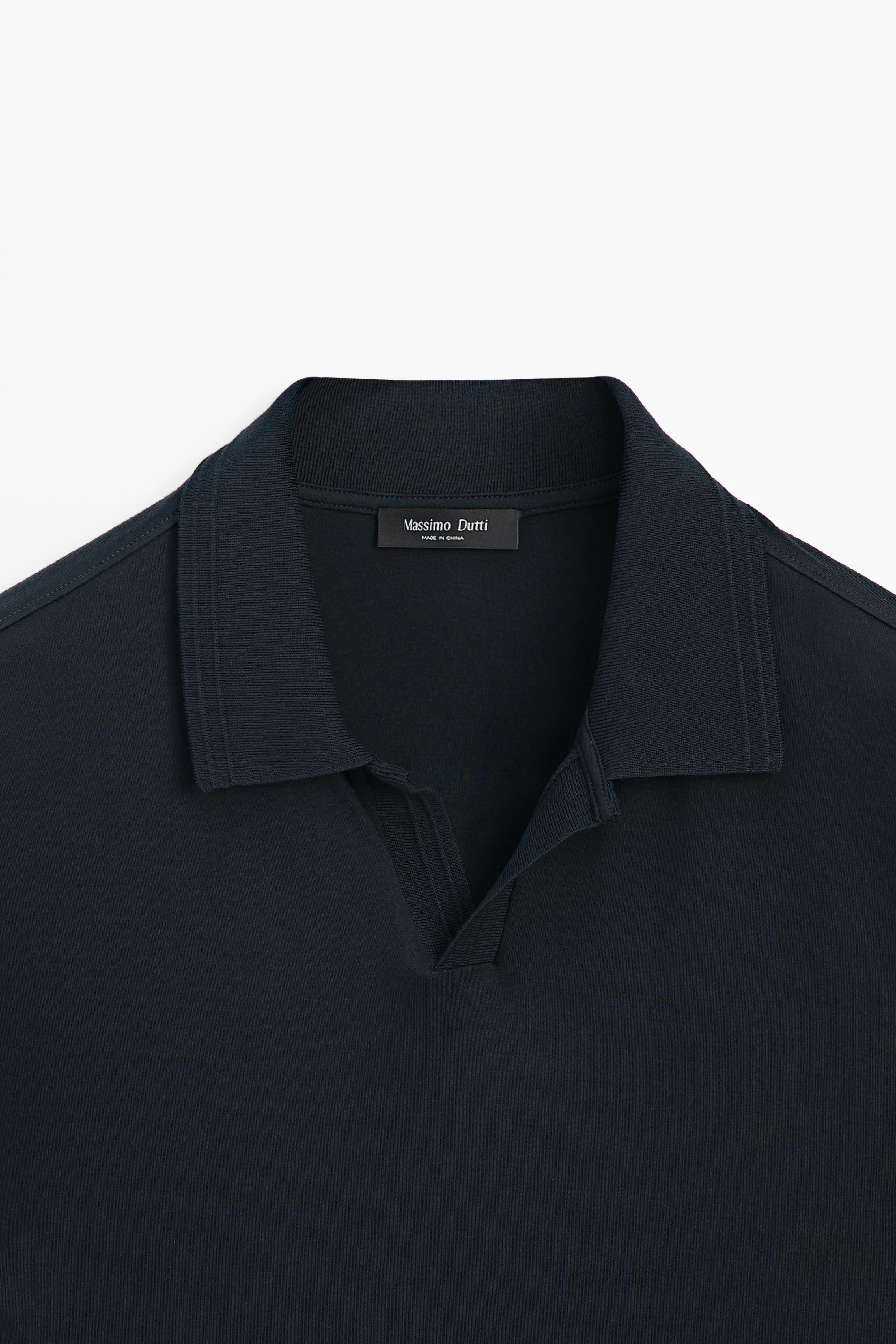 100% cotton long sleeve polo shirt — NAVY BLUE