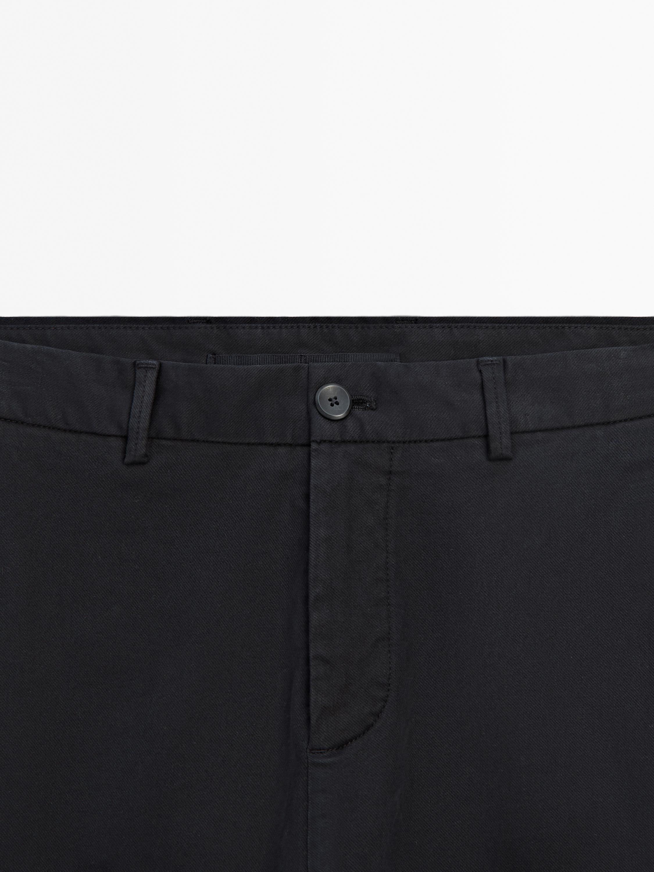 Cotton blend regular fit trousers