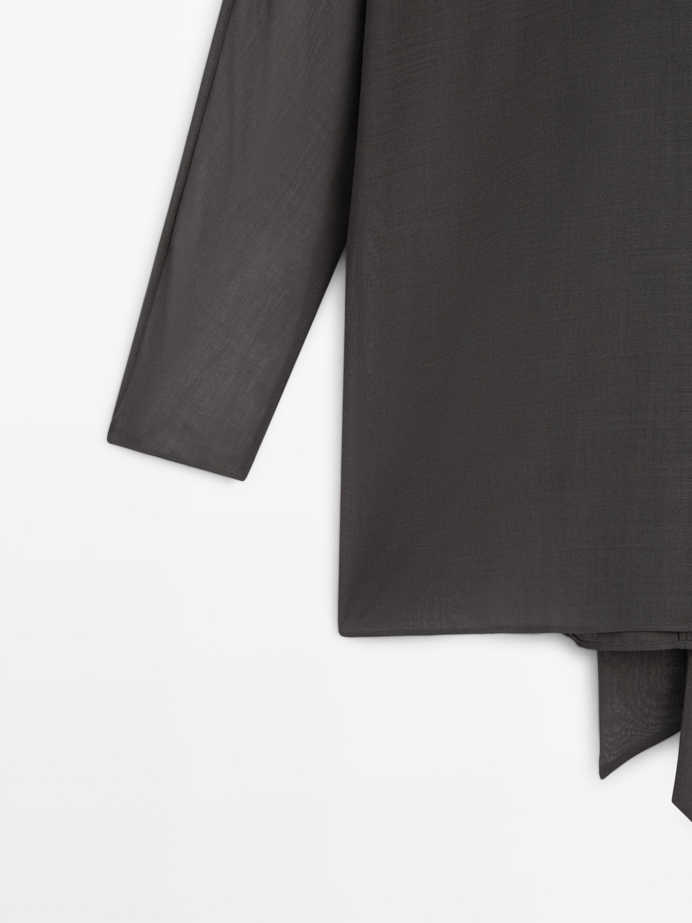 Flowing blouse with tie detail - STUDIO — GREY