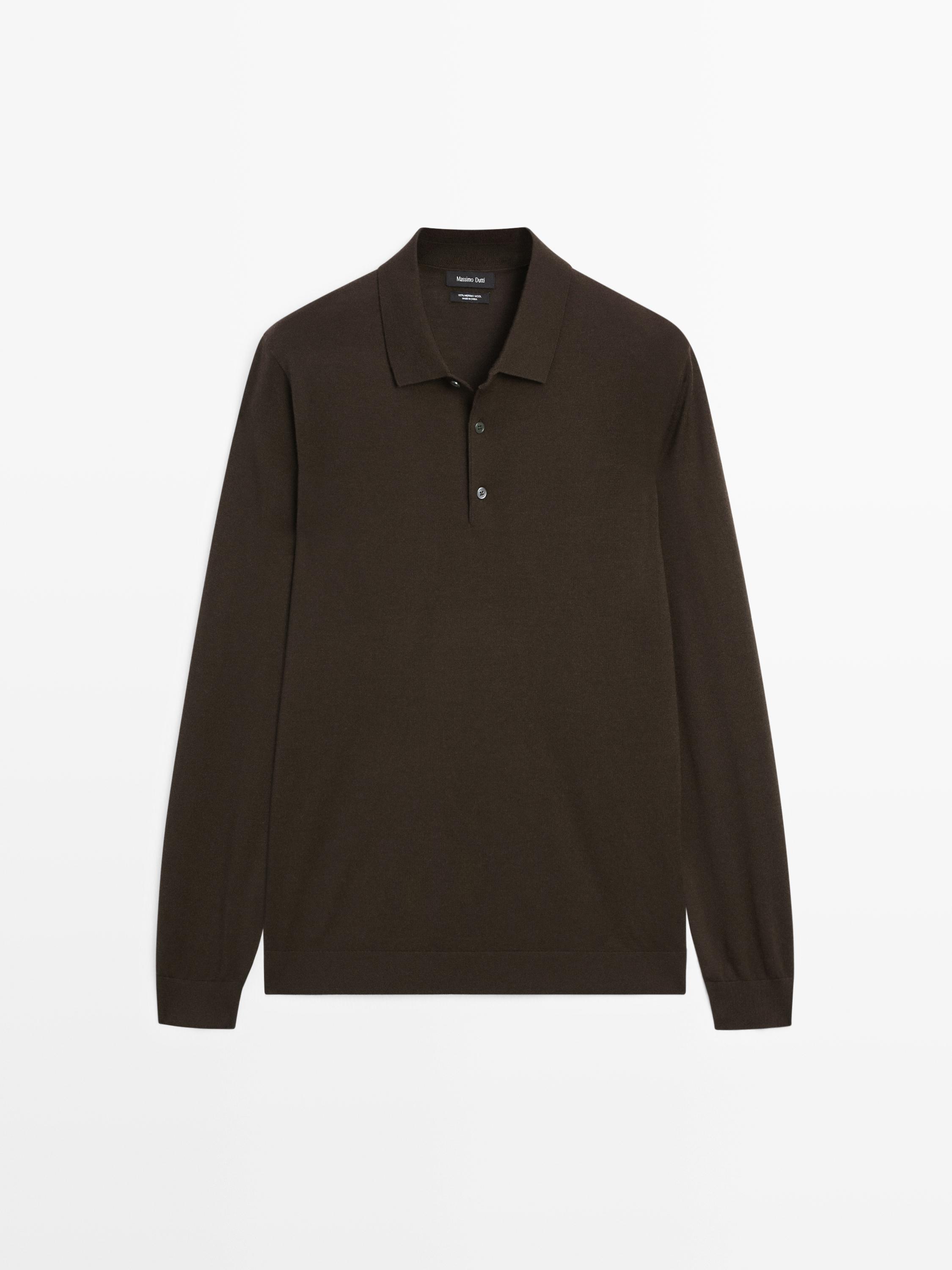 100% merino wool knit polo jumper
