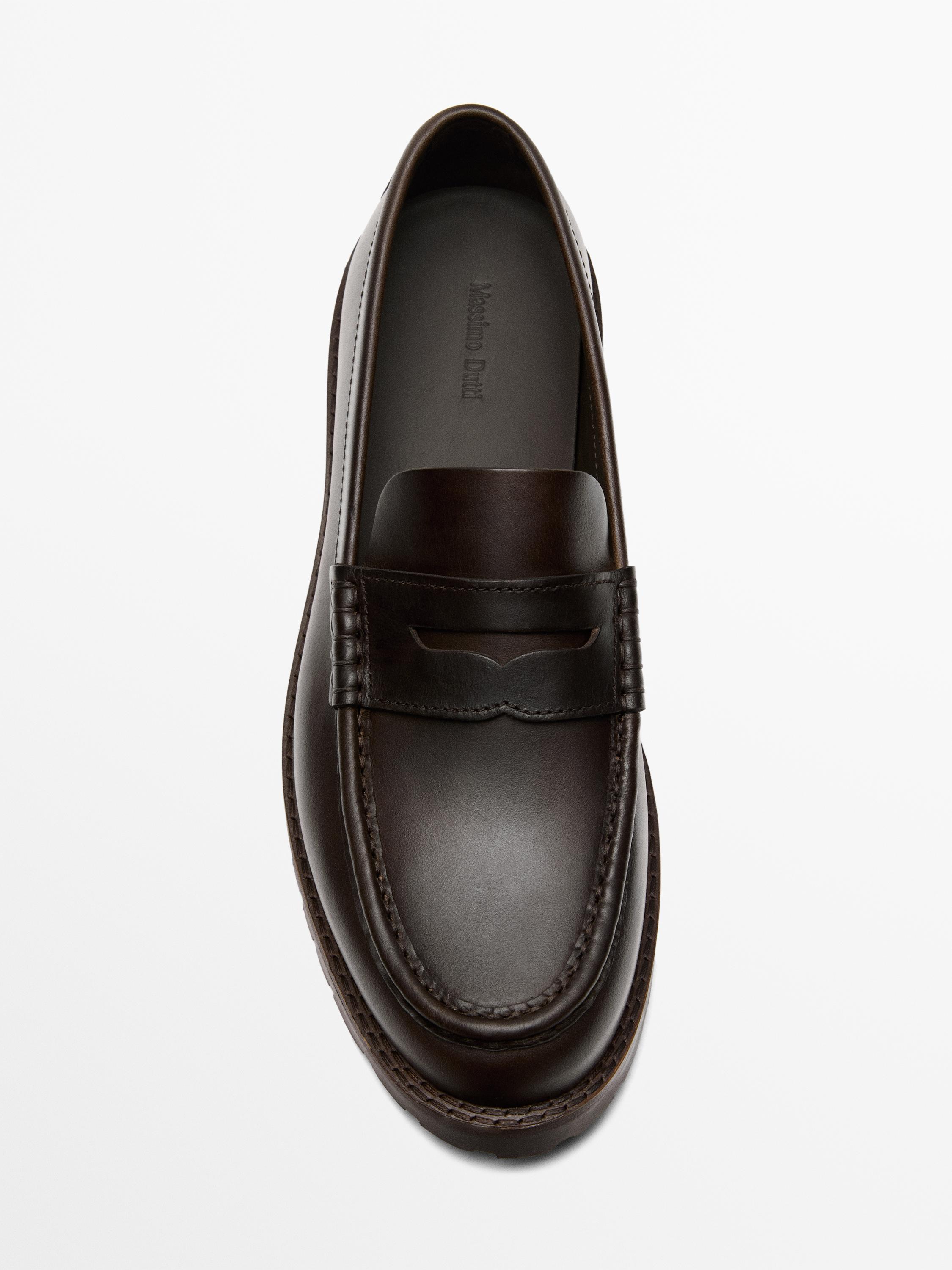 Moc toe loafers with track sole — BROWN