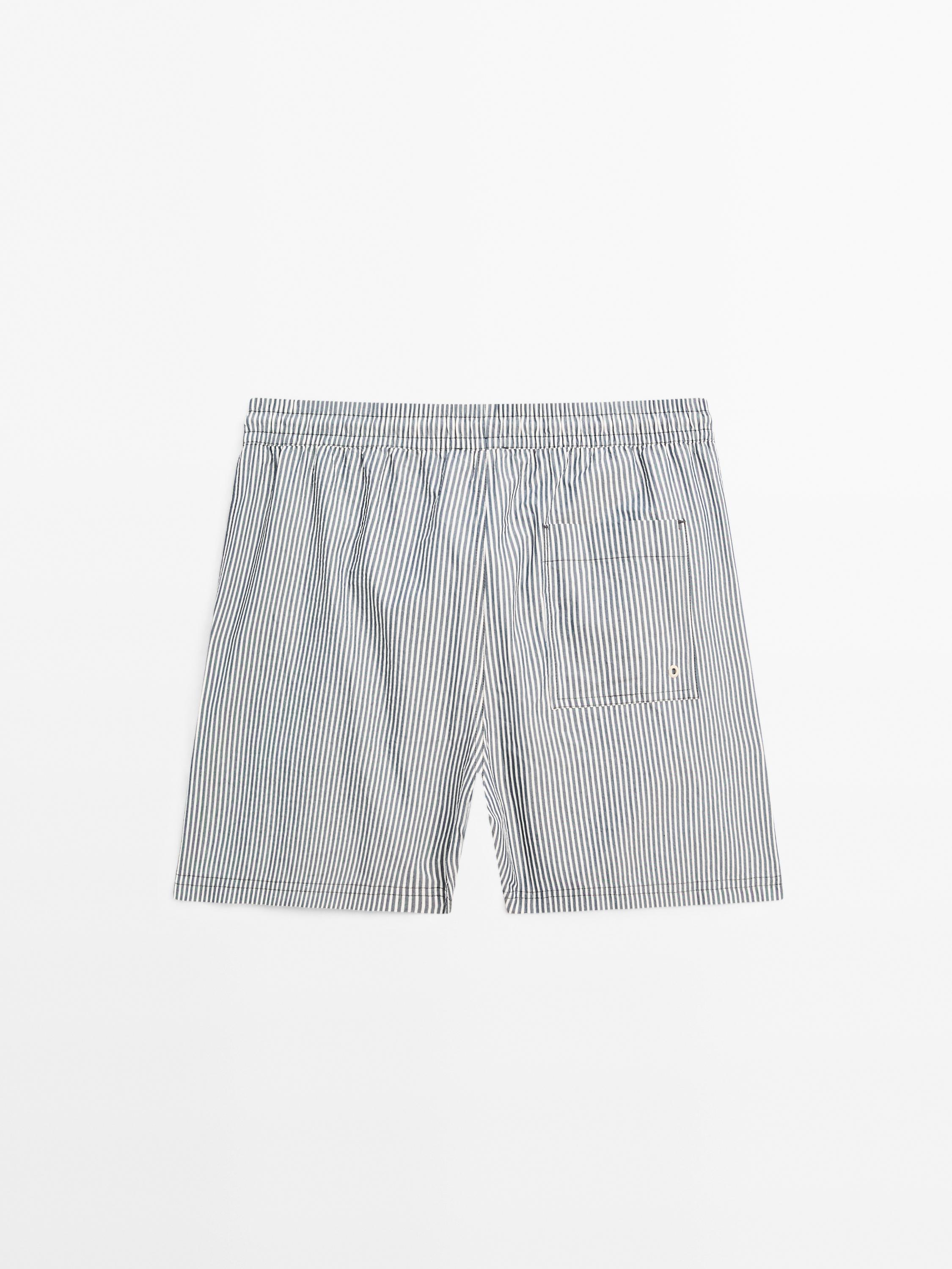 Striped seersucker swimming trunks