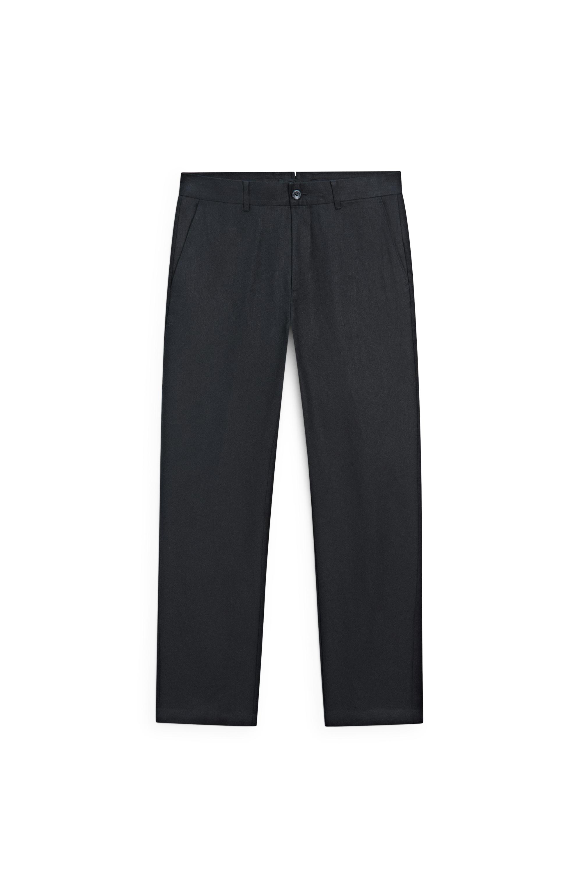 Tapered fit linen pants — NAVY BLUE