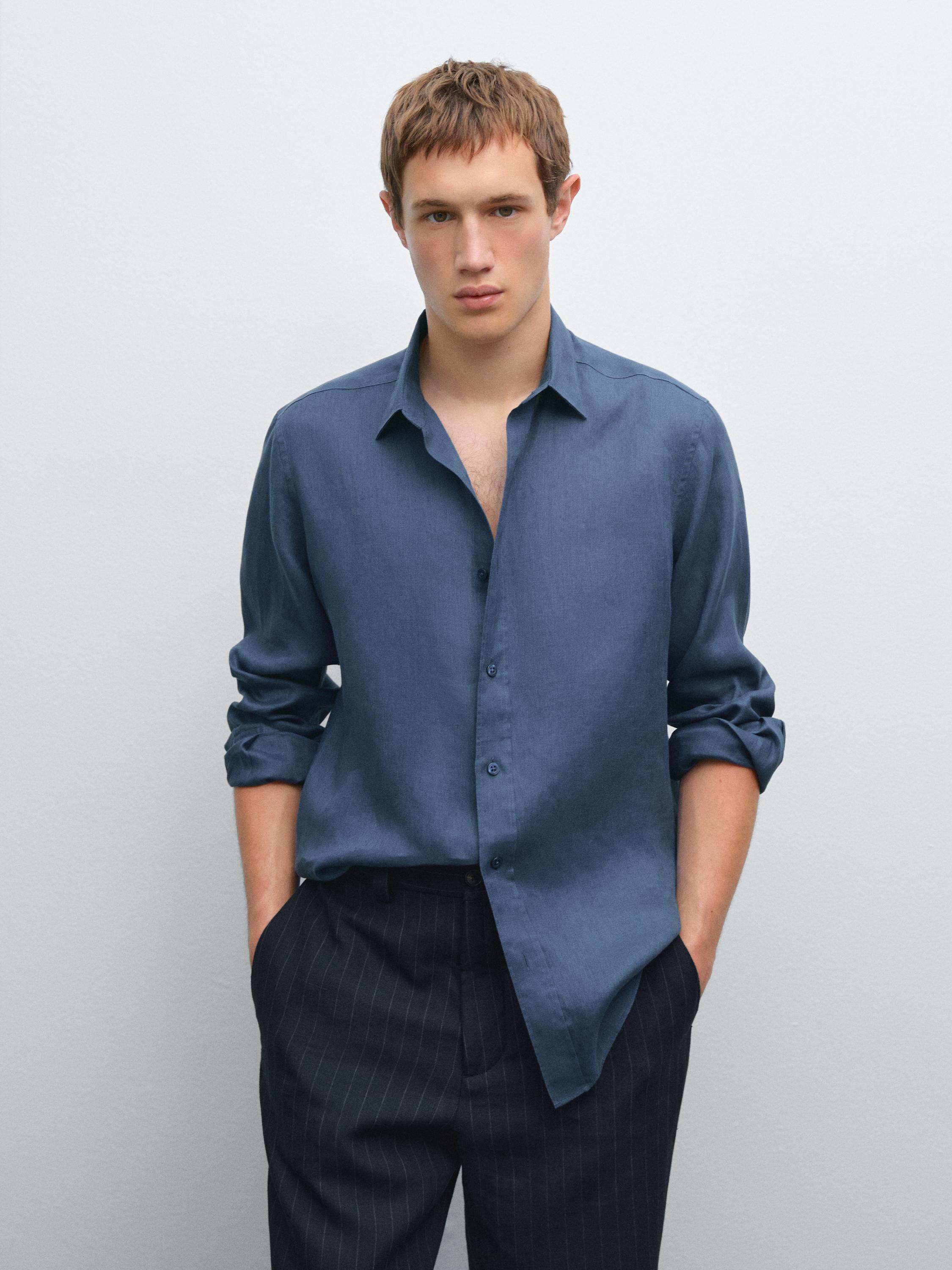 100% linen slim fit shirt