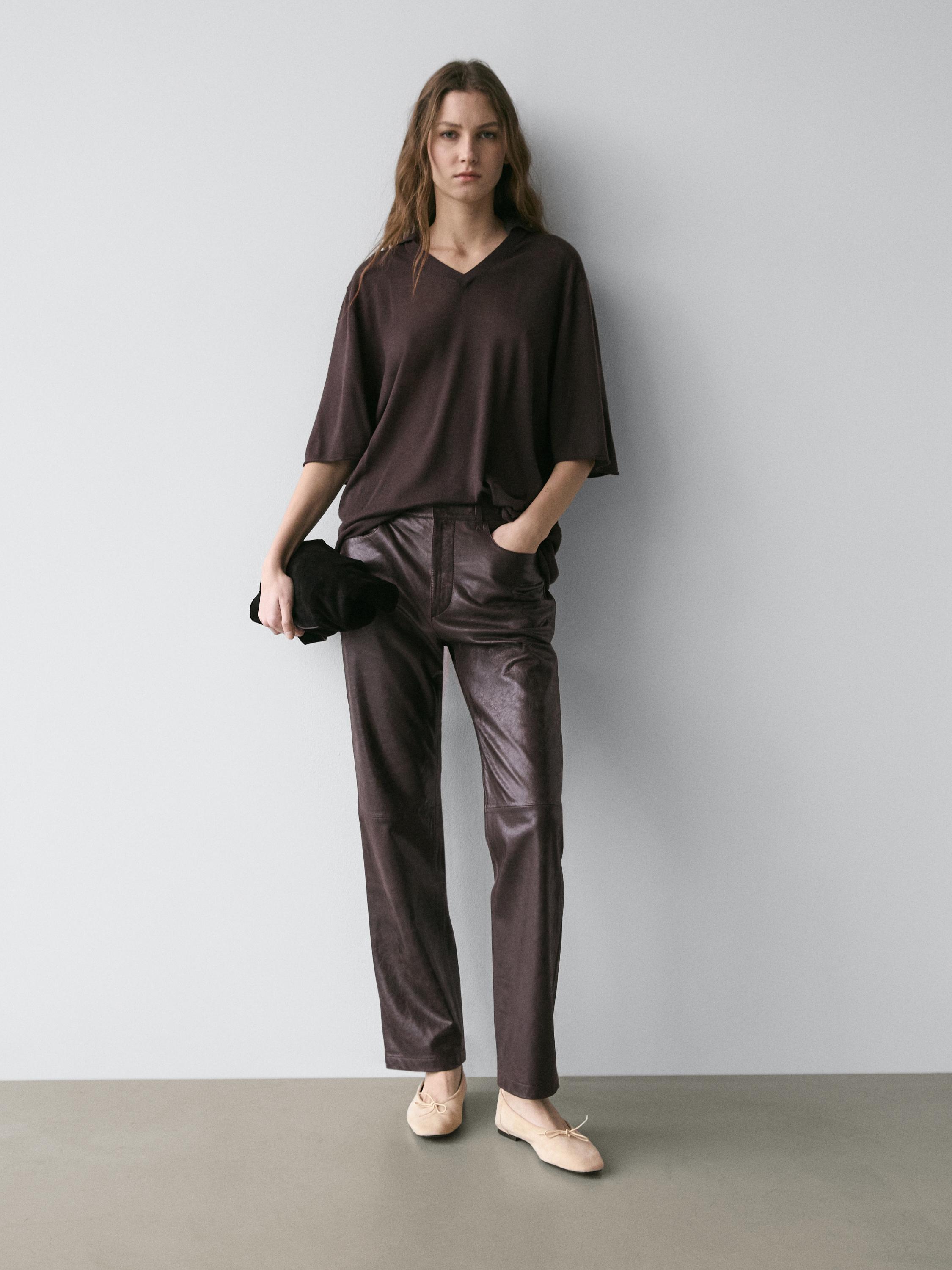 Oversize silk and wool blend knit sweater — BROWN
