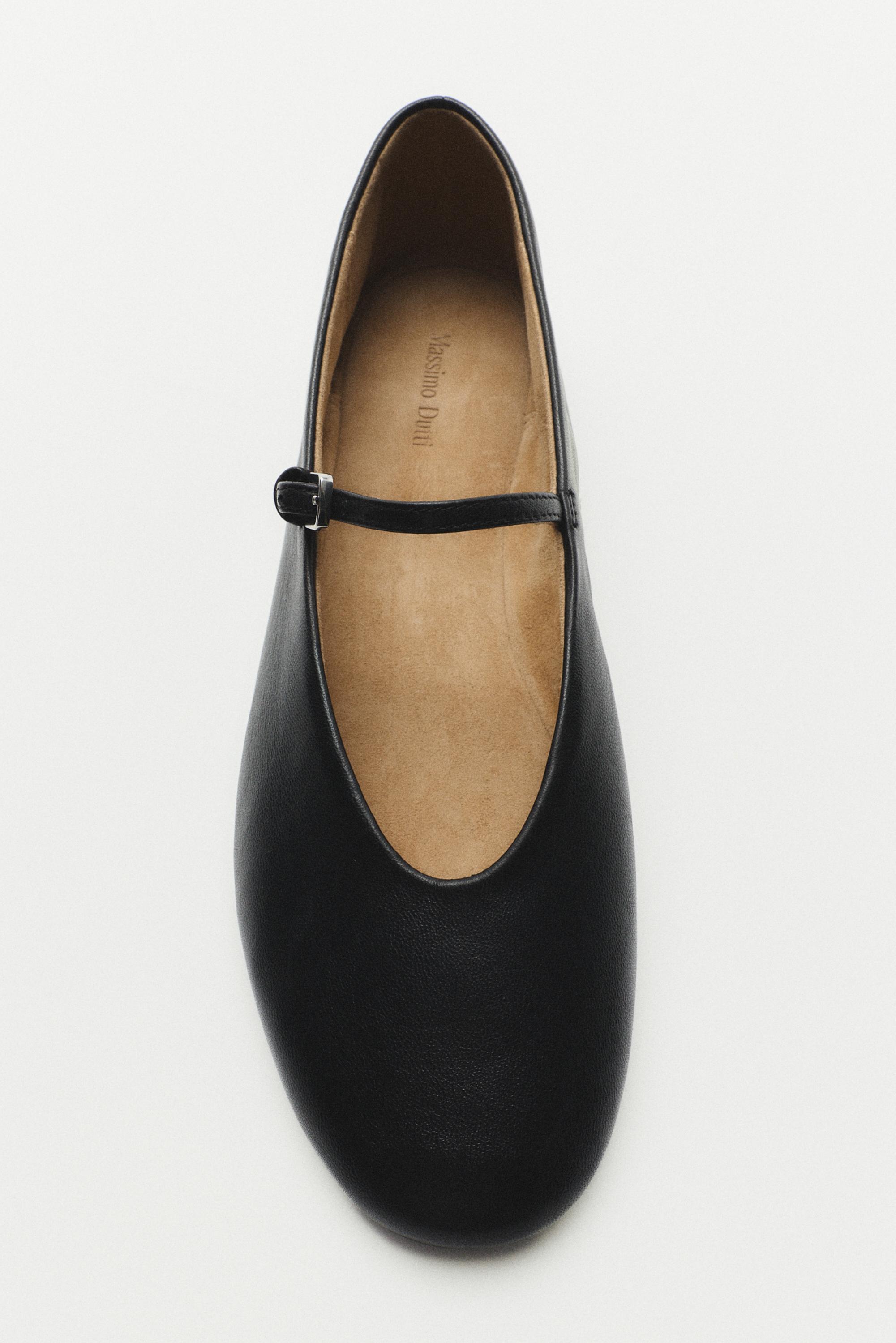 Soft leather ballerinas — BLACK