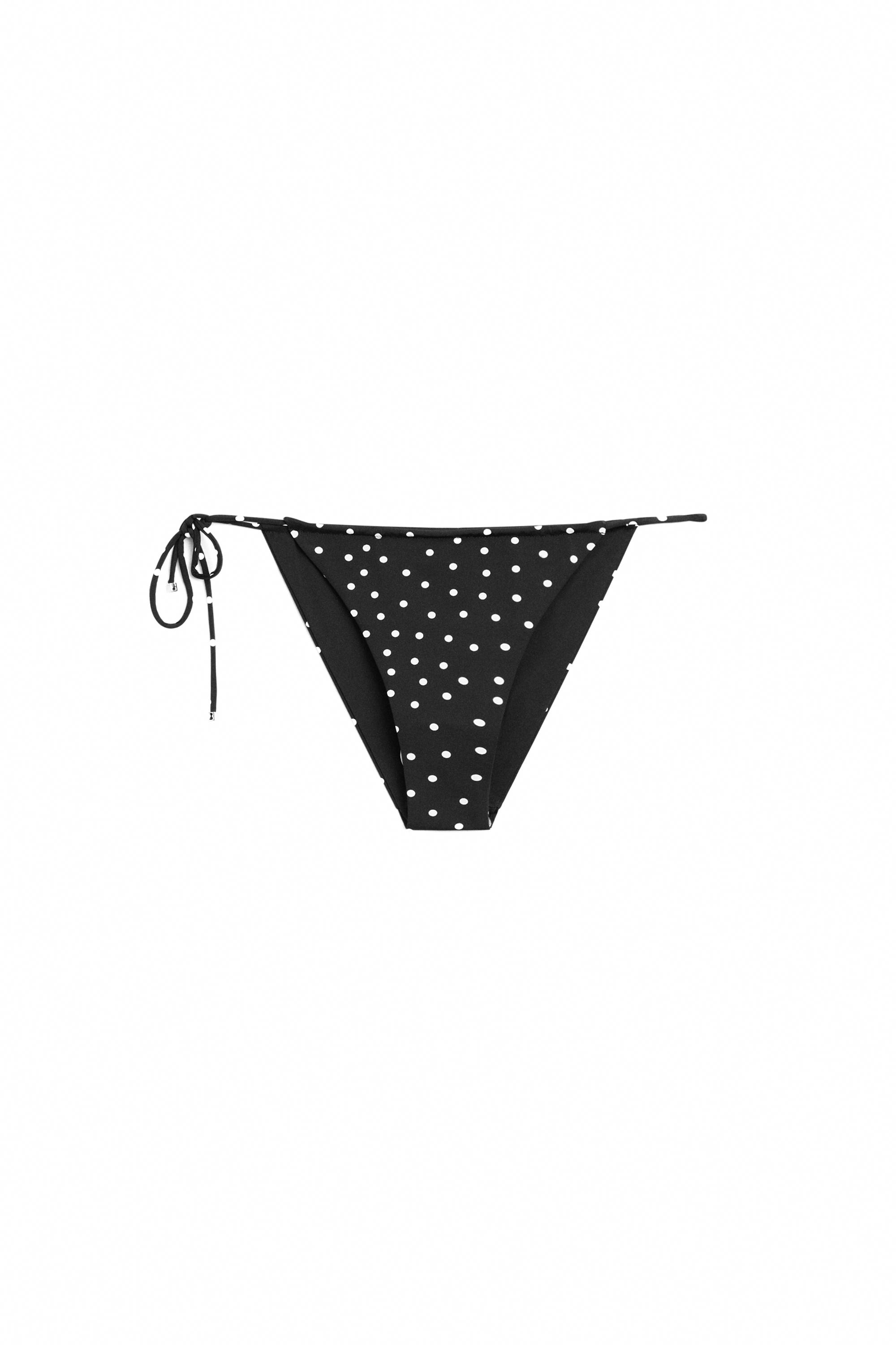 Polka dot print bikini bottoms — BLACK