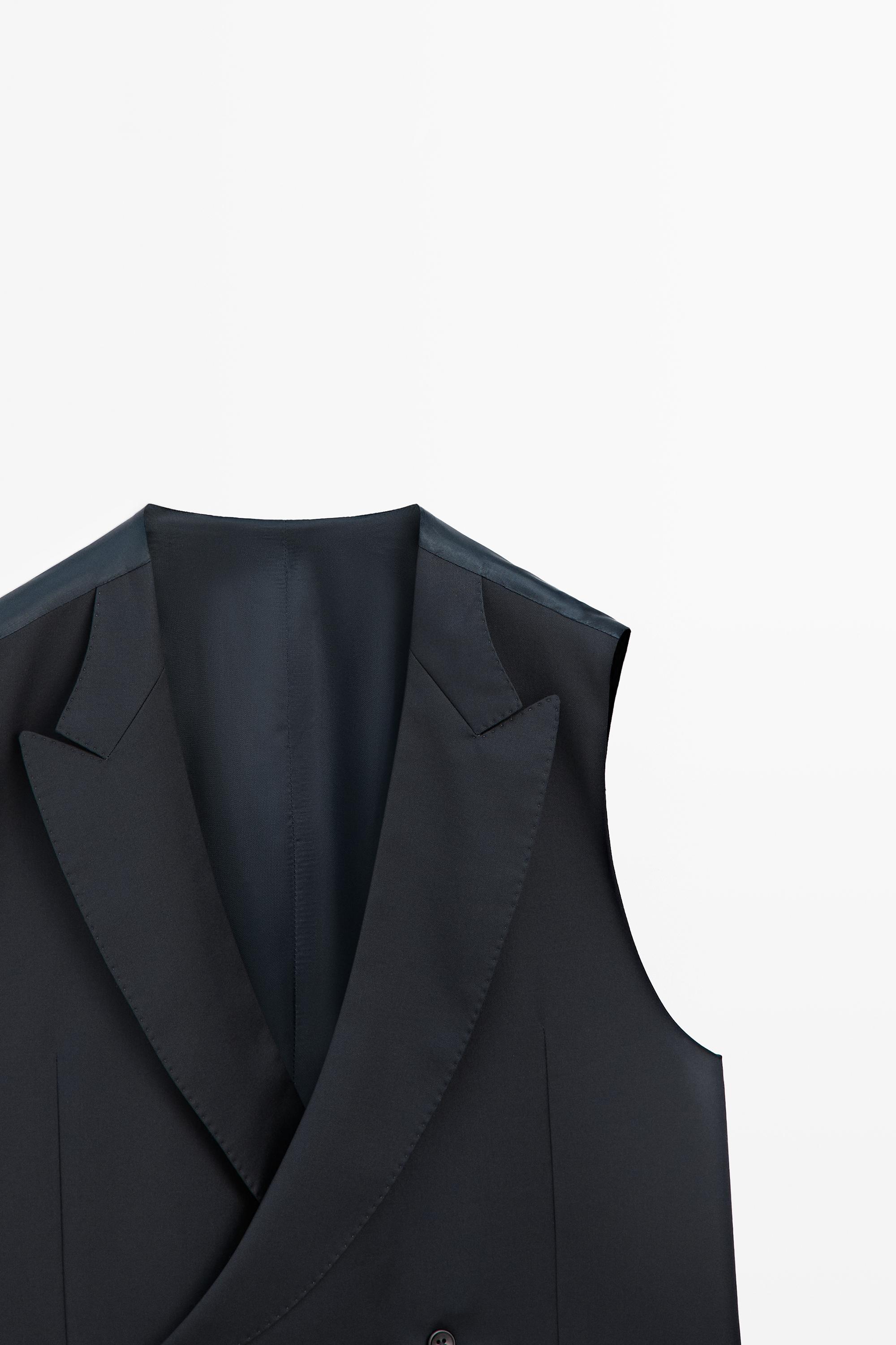 Cool wool suit waistcoat — NAVY BLUE