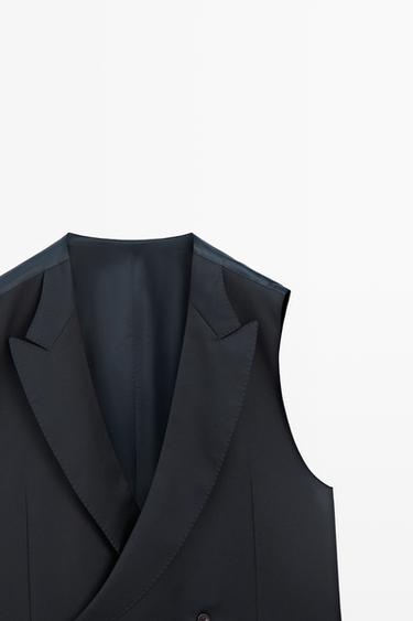Cool wool suit waistcoat — NAVY BLUE 4