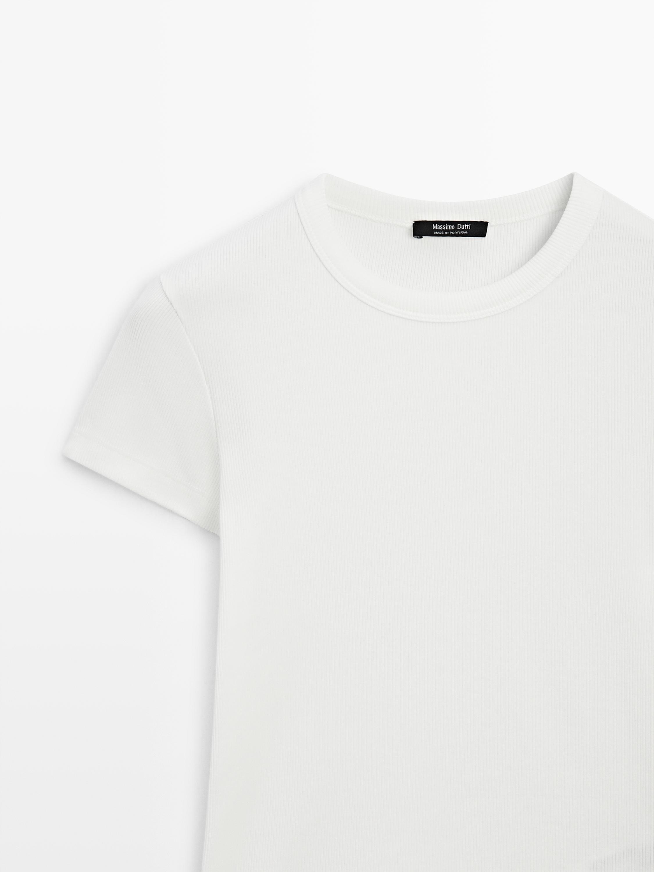 Ribbed heavy weight short sleeve T-shirt — Off white