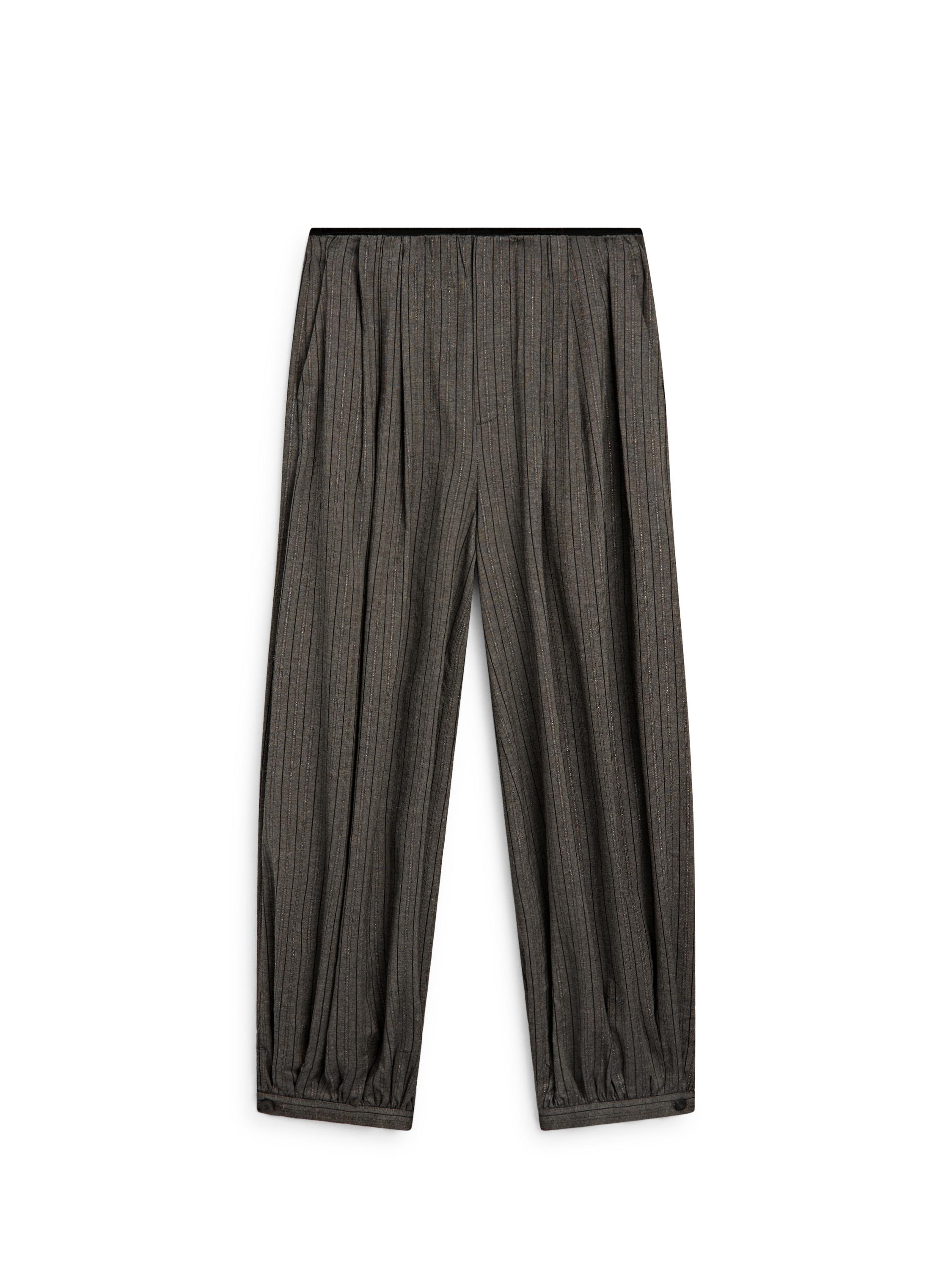 Striped flowing balloon pants — Medium Grey