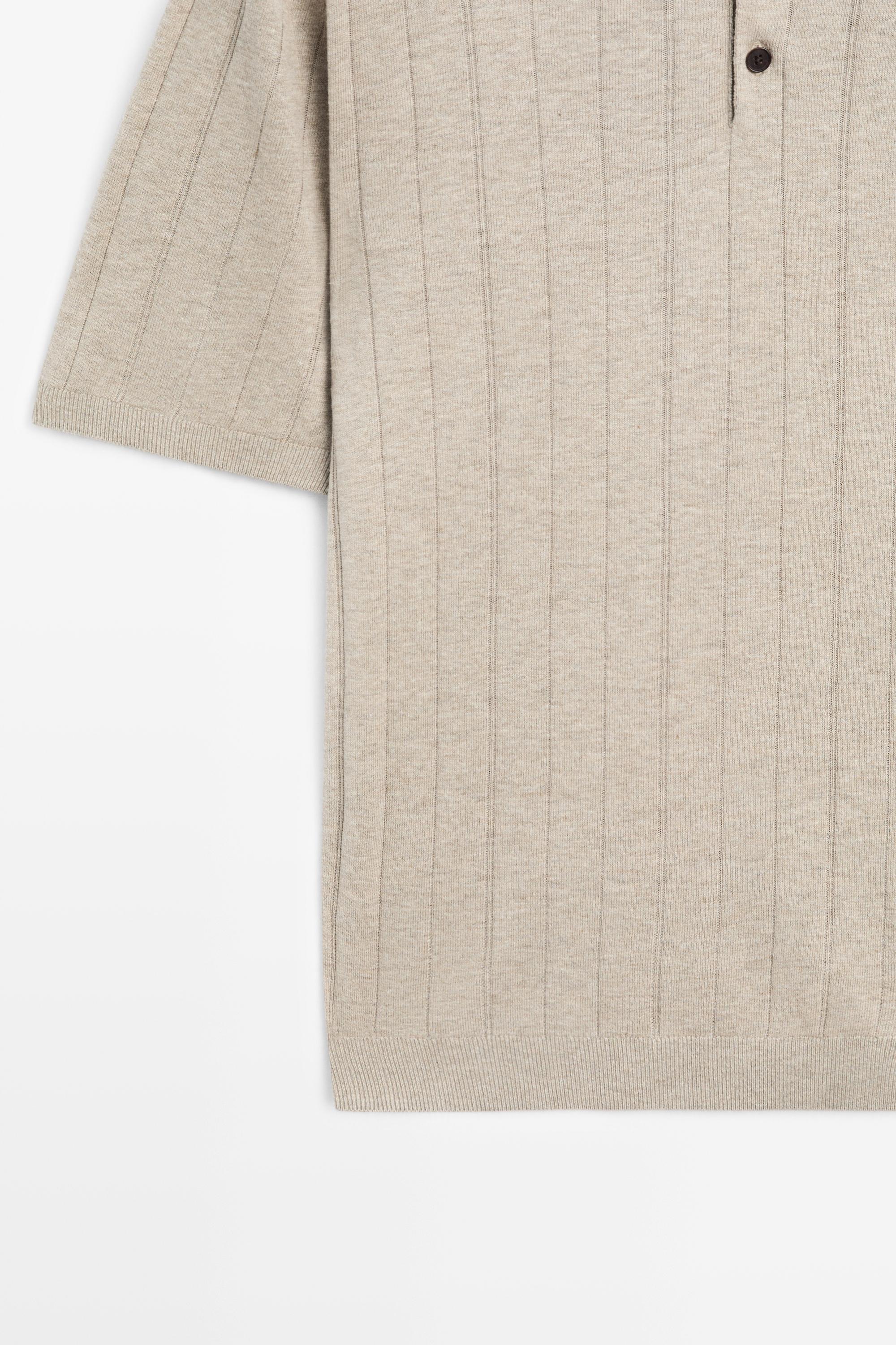 Knit cotton blend polo shirt with short sleeves — Washed