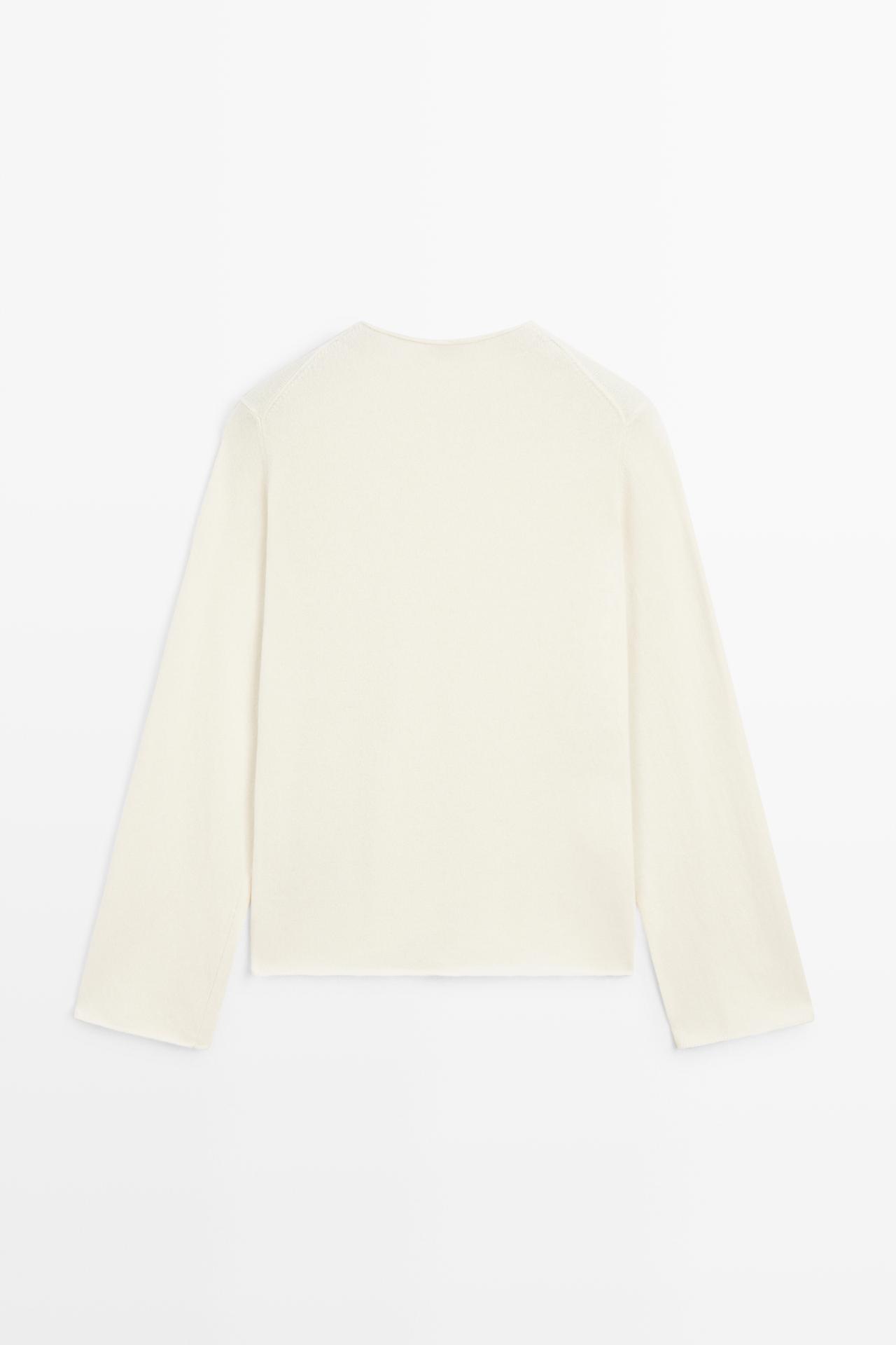 Wool-blend knit cardigan with buttons — CREAM