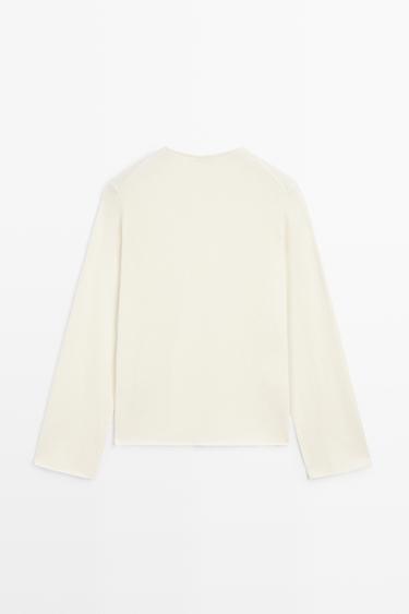 Wool-blend knit cardigan with buttons — CREAM 6