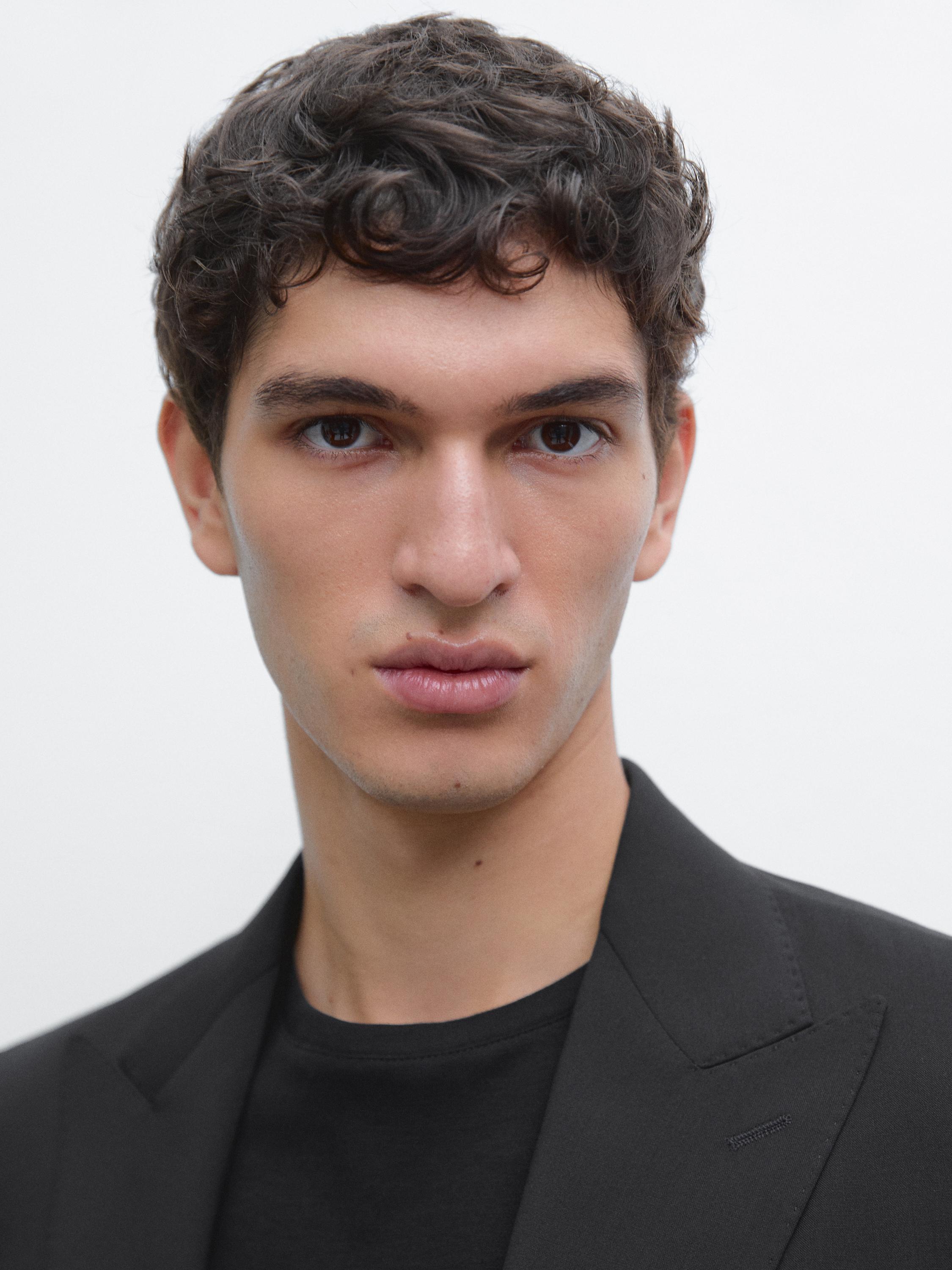Plain 100% wool suit blazer — BLACK