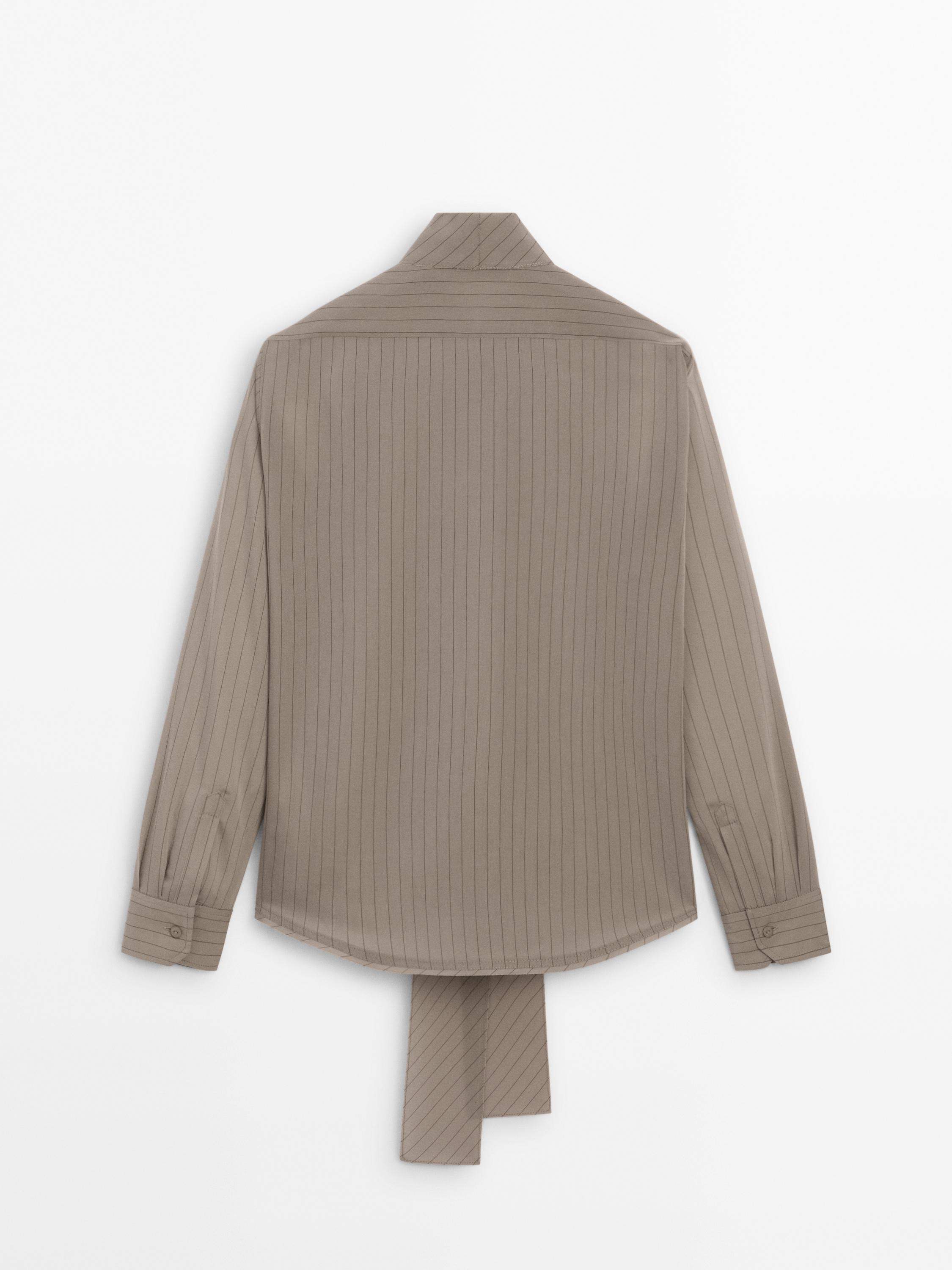 Striped shirt with tie detail