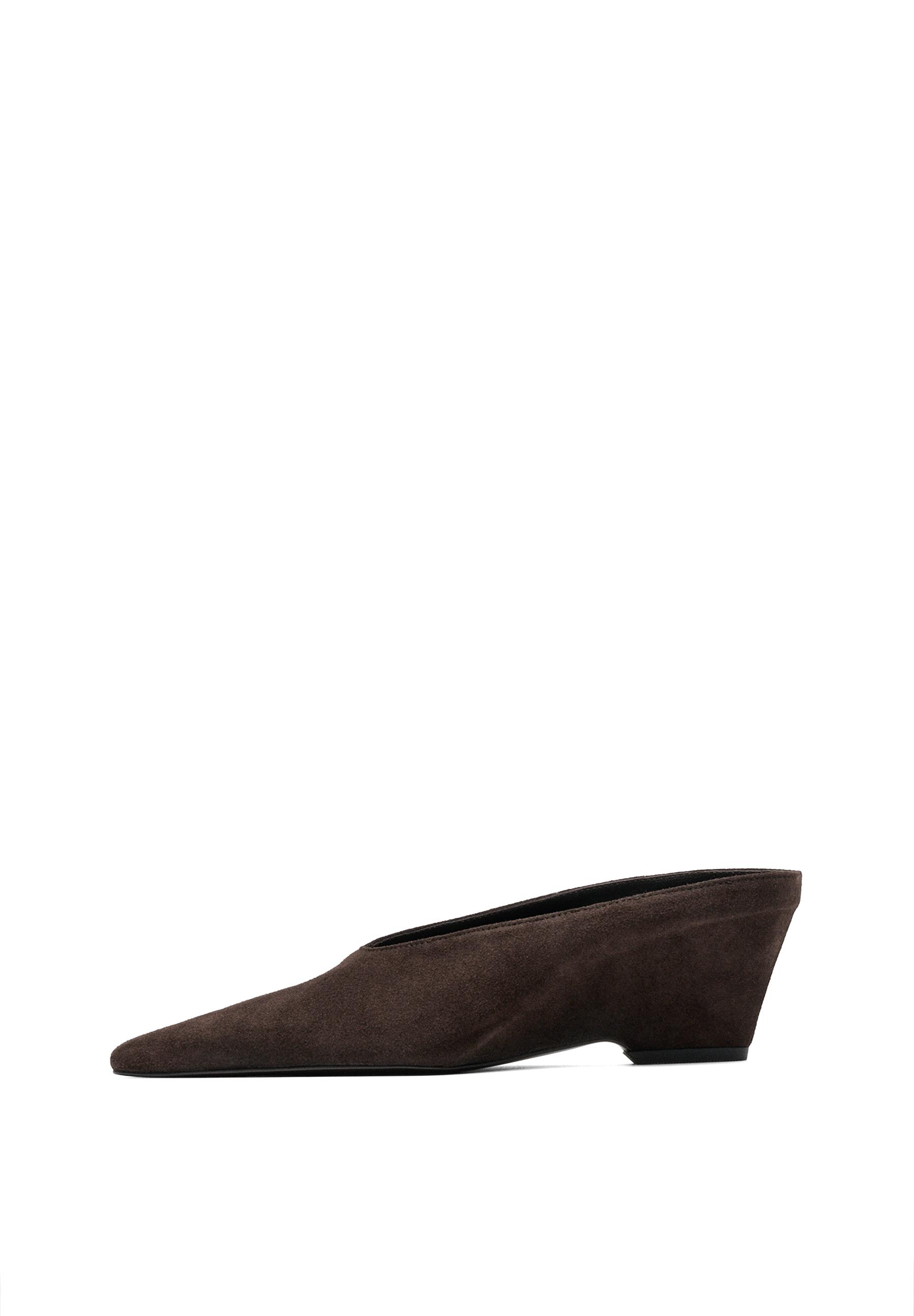Leather slingback heel shoe — BROWN