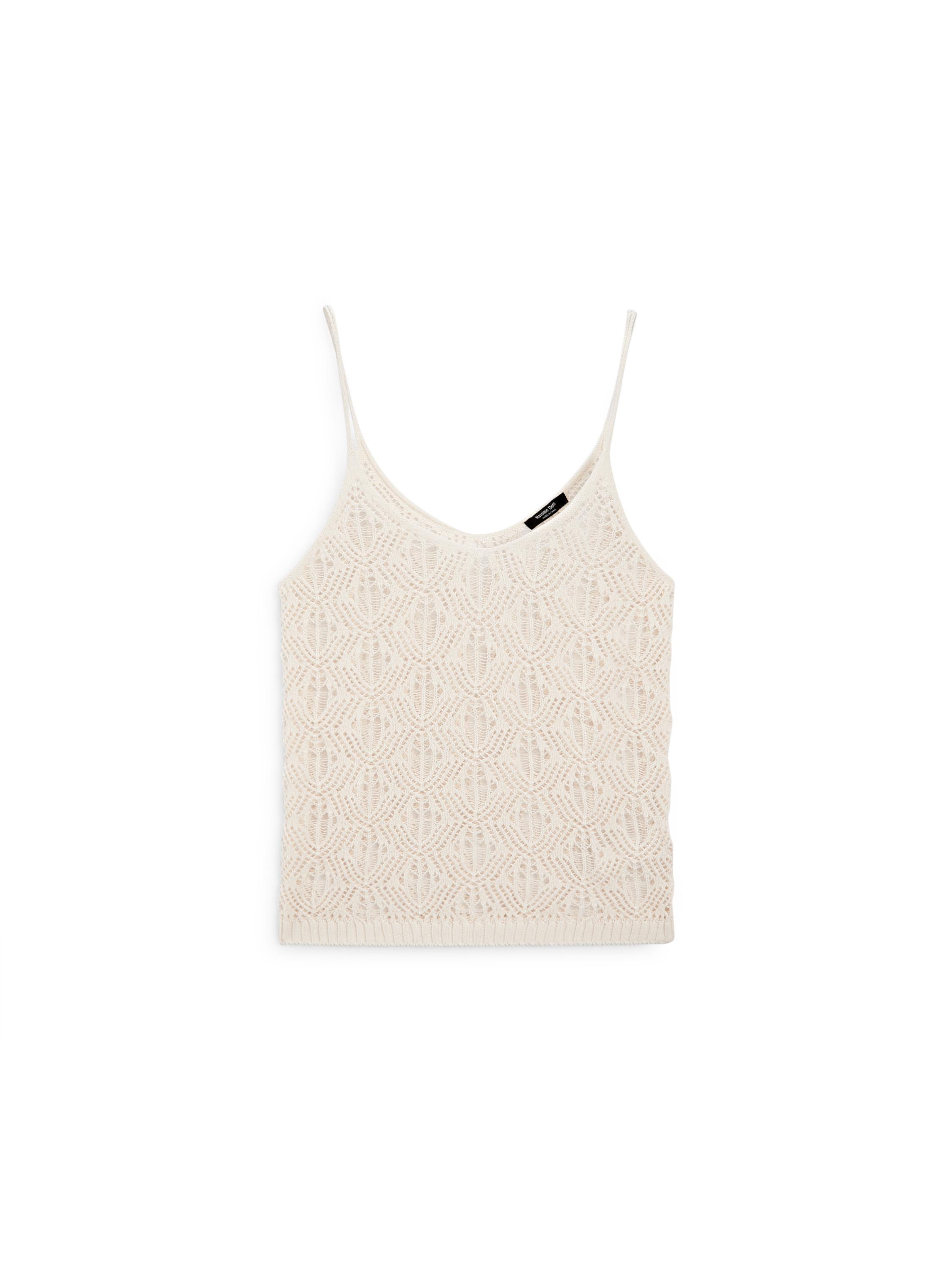 Strappy top with openwork detail — CREAM