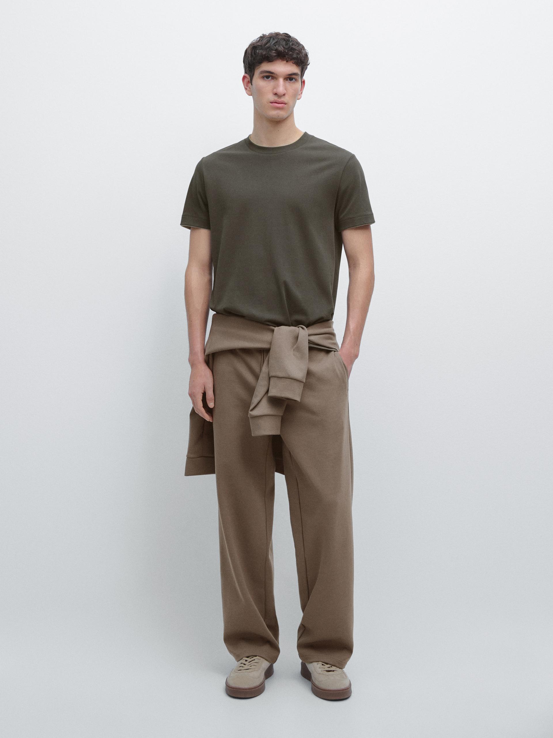 Pantaloni Jogger In Misto Cotone - Kaki - S - Massimo Dutti - Maschile