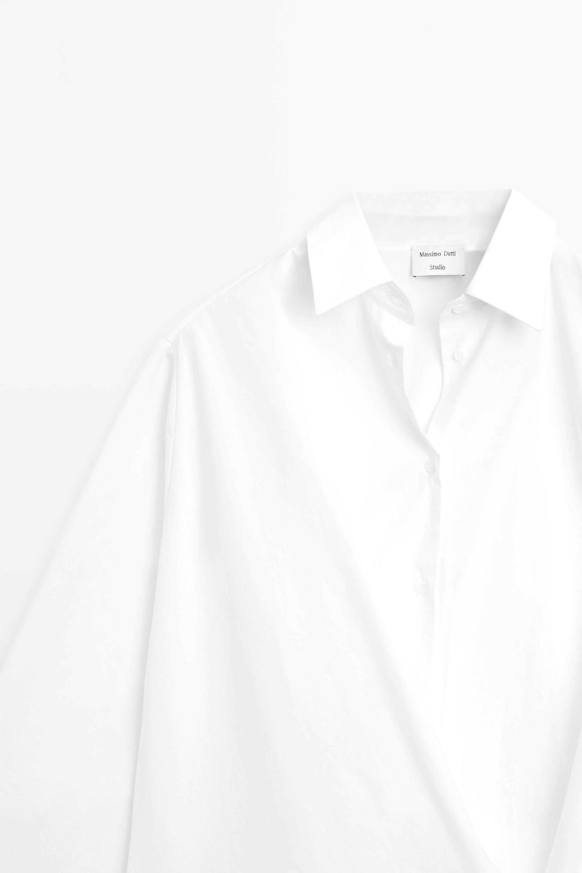 100% cotton shirt with gathered detail - STUDIO — WHITE