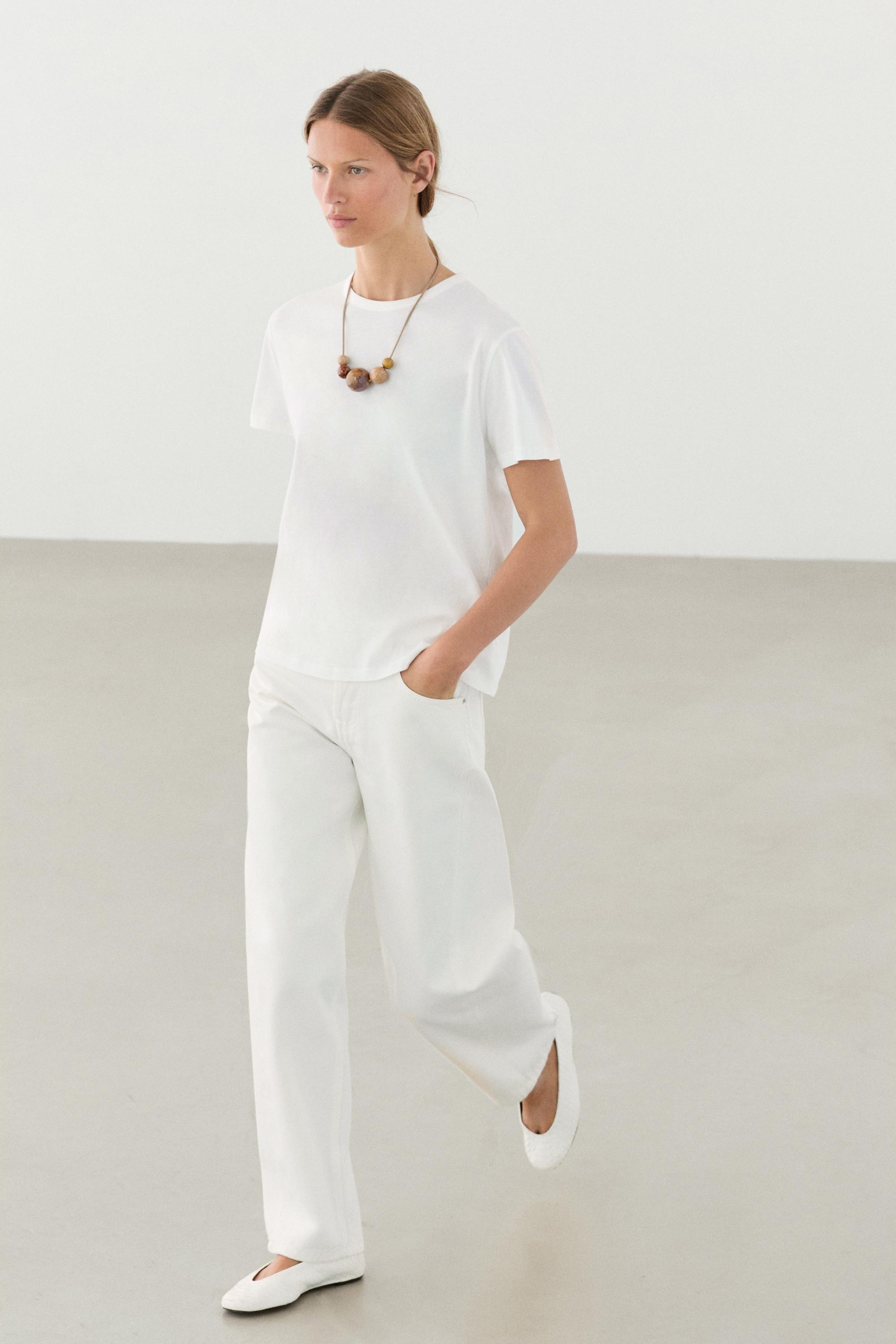 100% cotton short-sleeve T-shirt — Off white