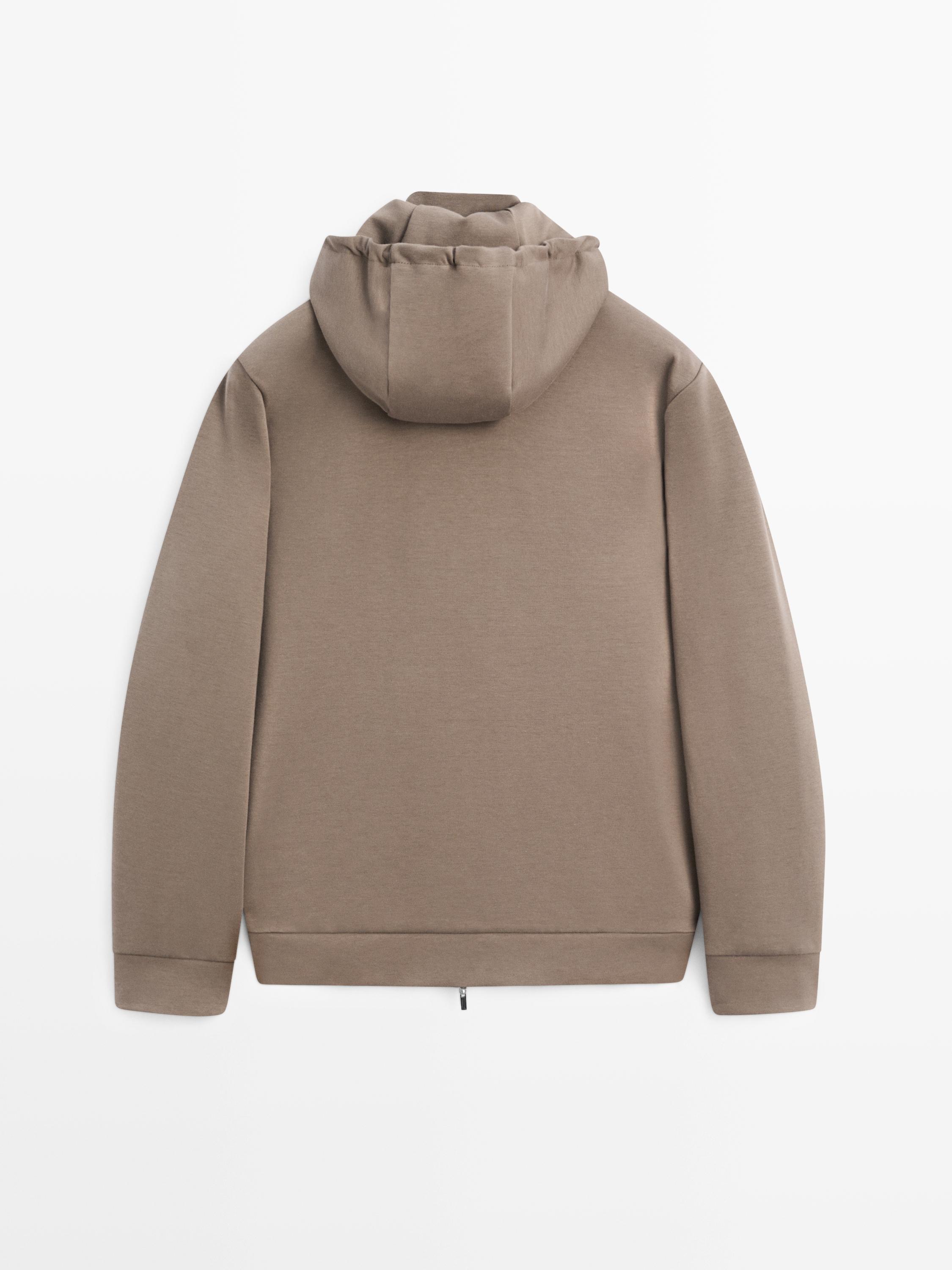 Cotton blend hooded jacket — KHAKI