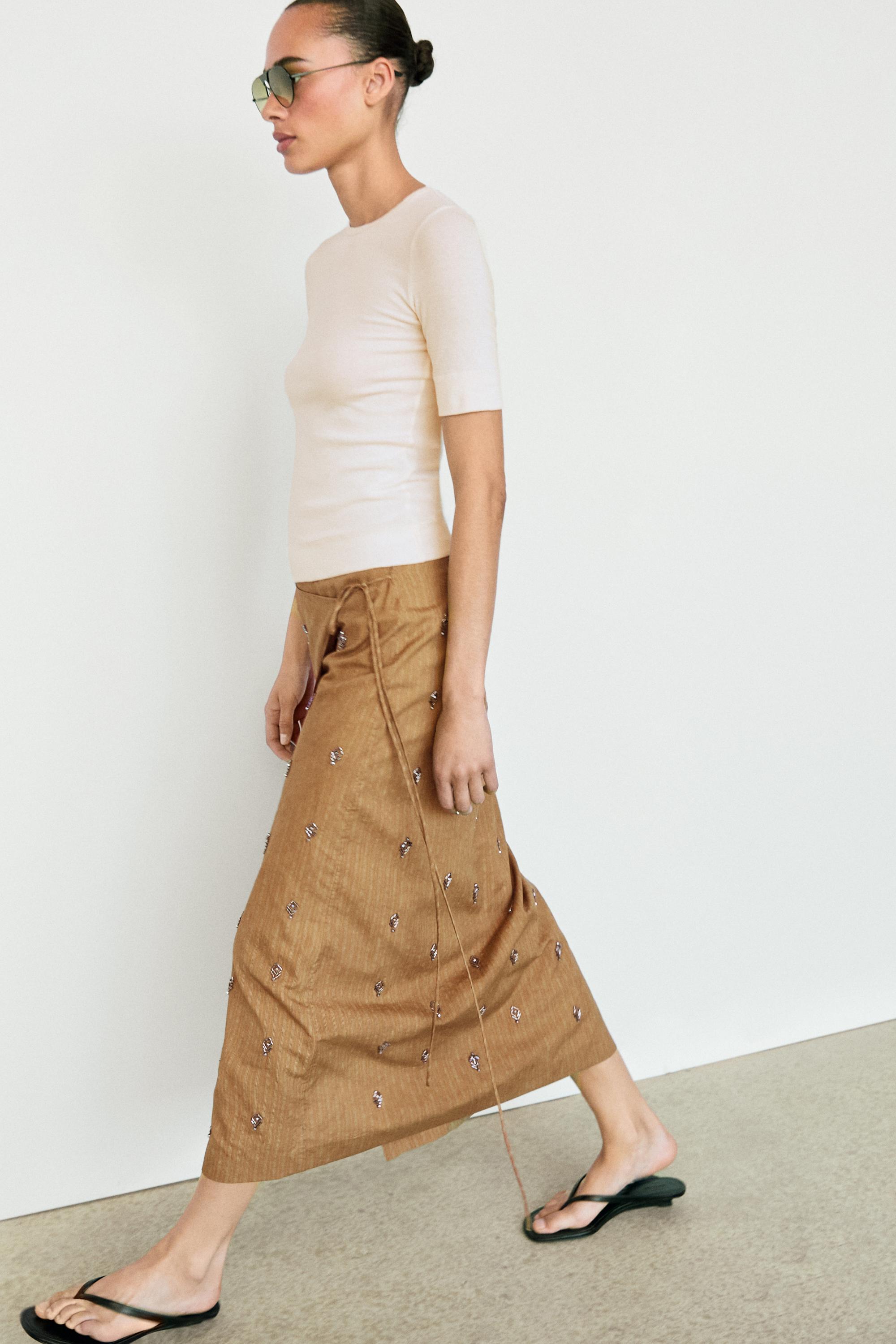 Midi pareo skirt with appliqués — MUSTARD YELLOW