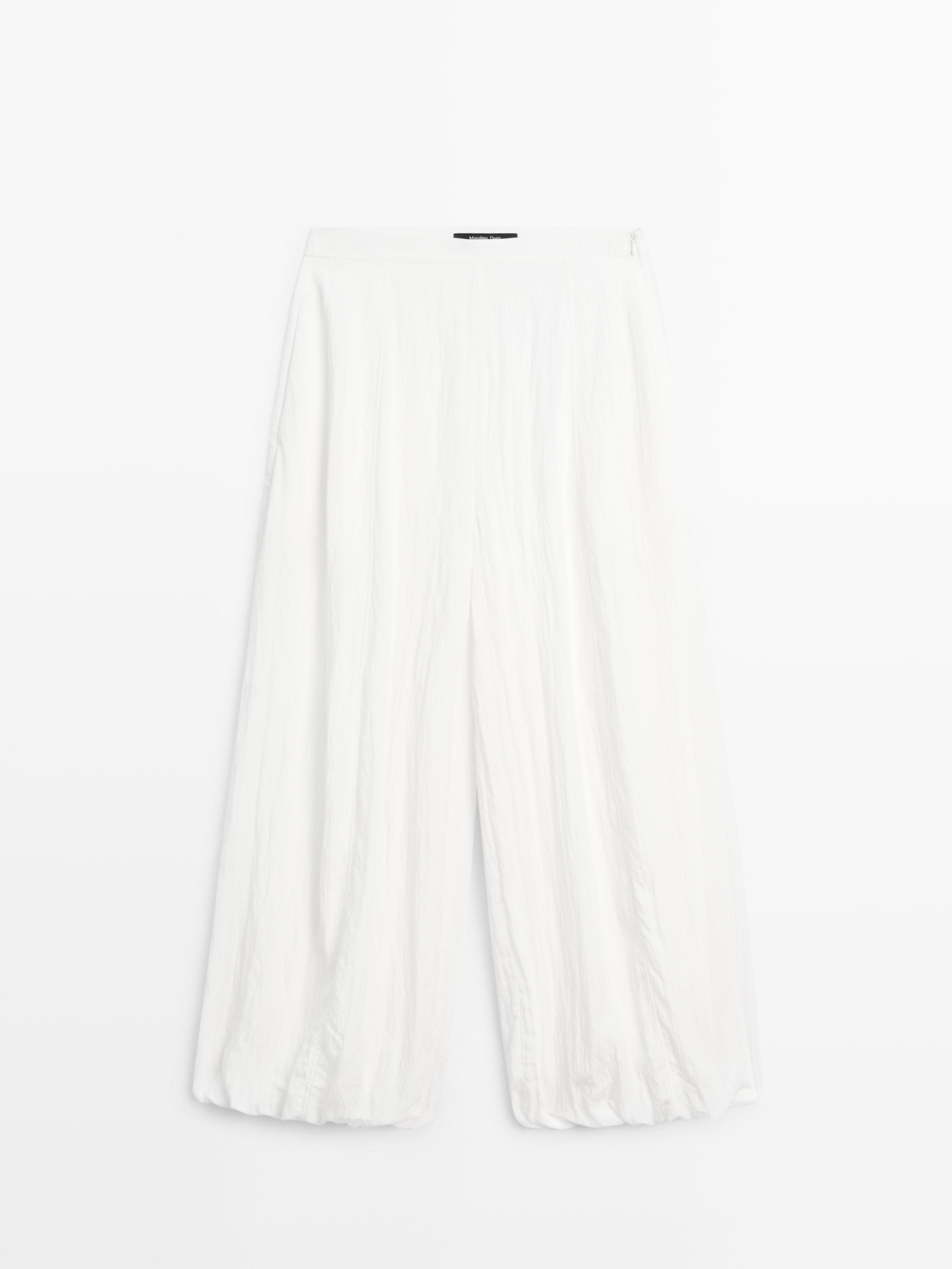 Pantalon fluide bouffant texturé