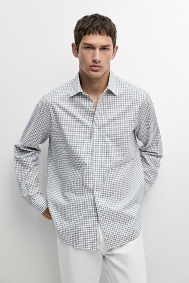 100% cotton regular fit check shirt — BLUE 3