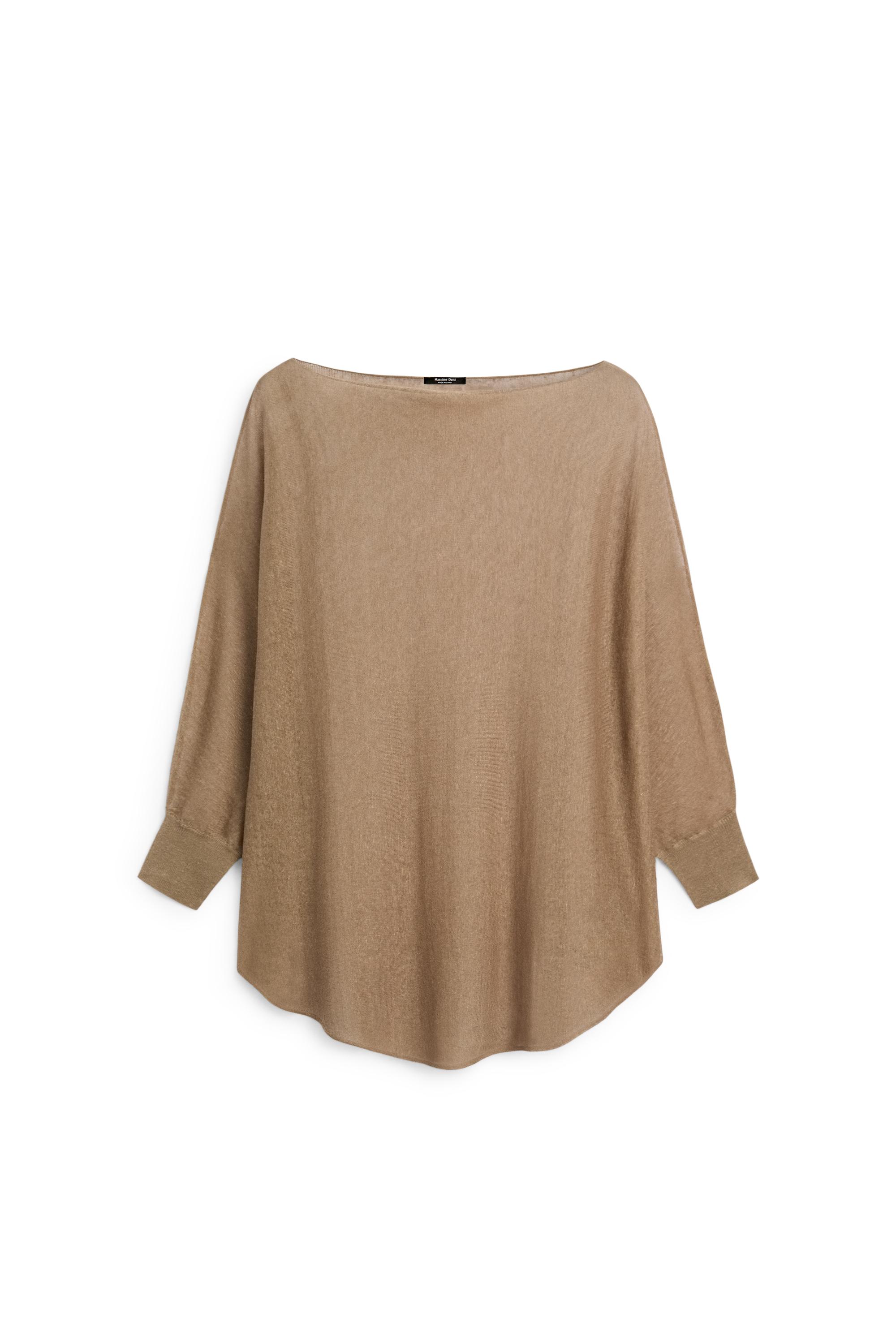 Linen blend flowing cape-style sweater — MOSS GREEN