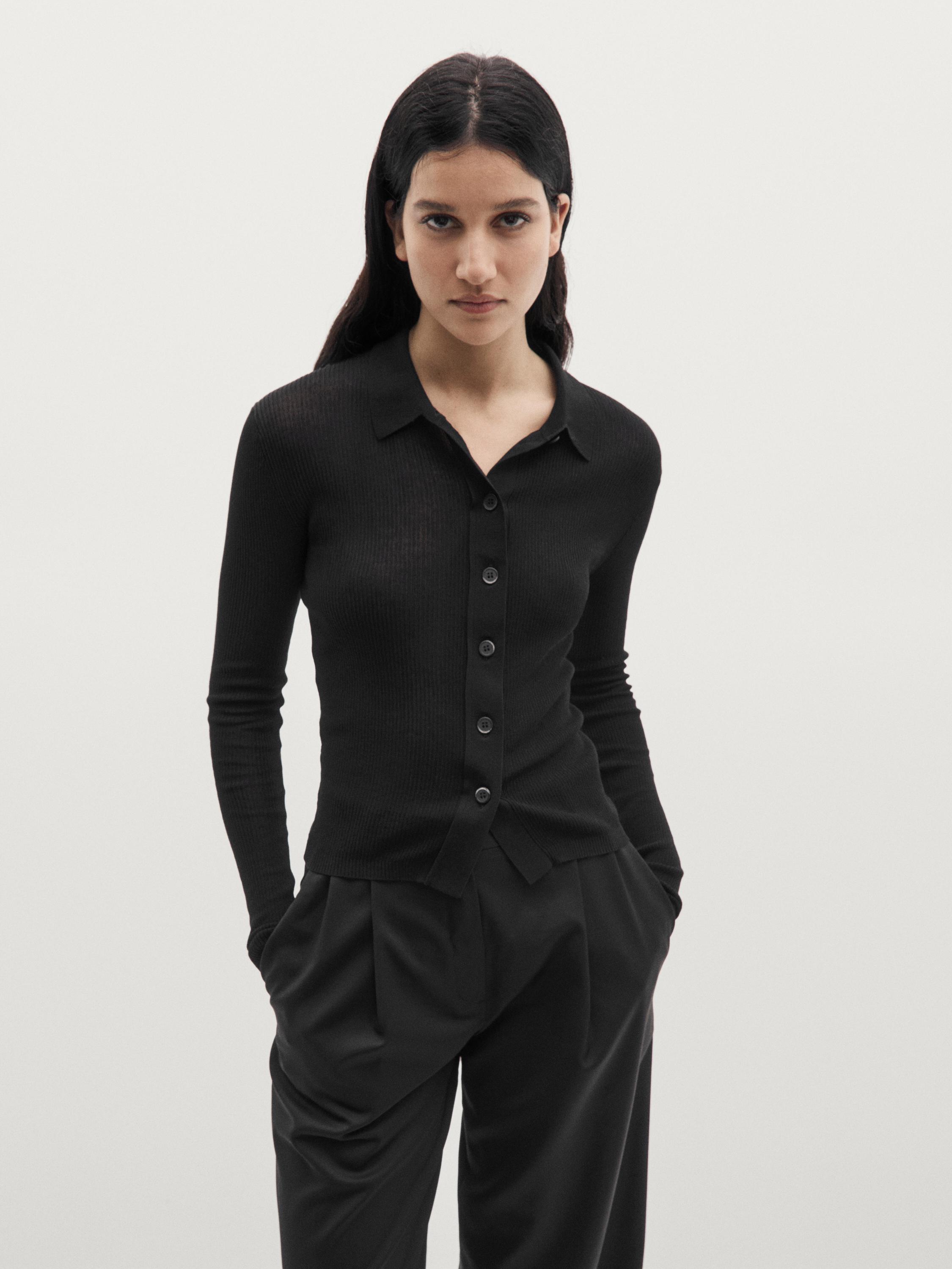 Áo cardigan dệt kim pha cốt-tông