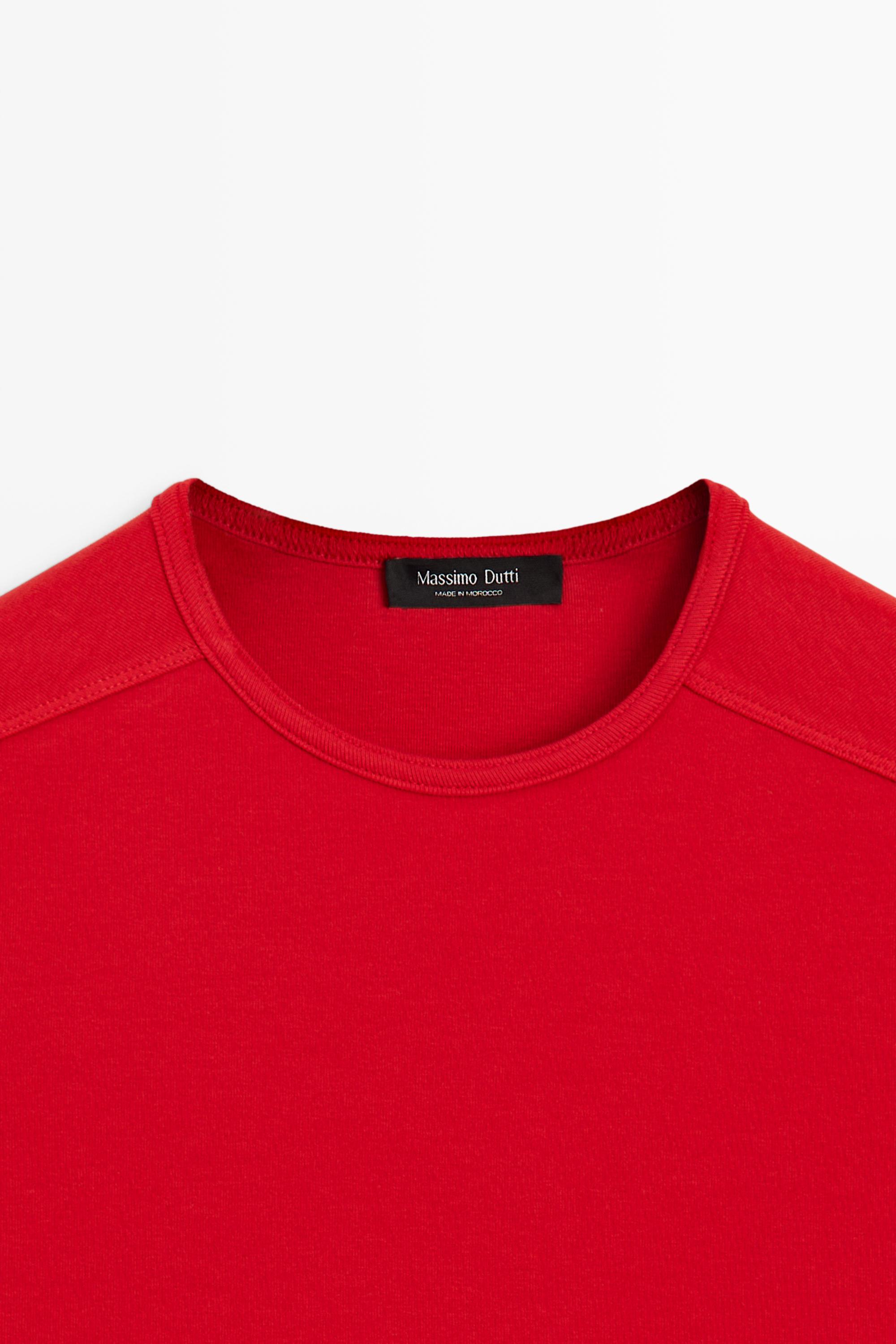 Short sleeve cotton blend T-shirt — RED