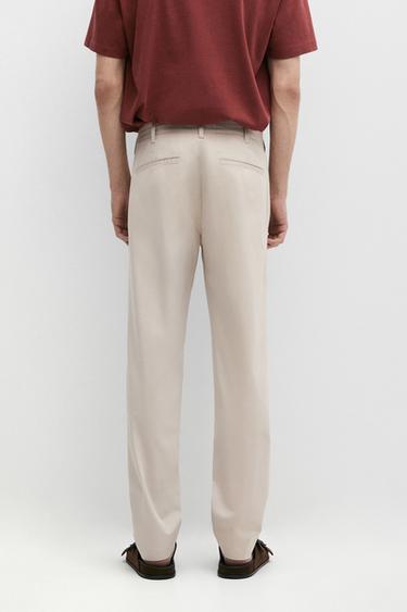 Cotton blend slim fit pants — BEIGE 5