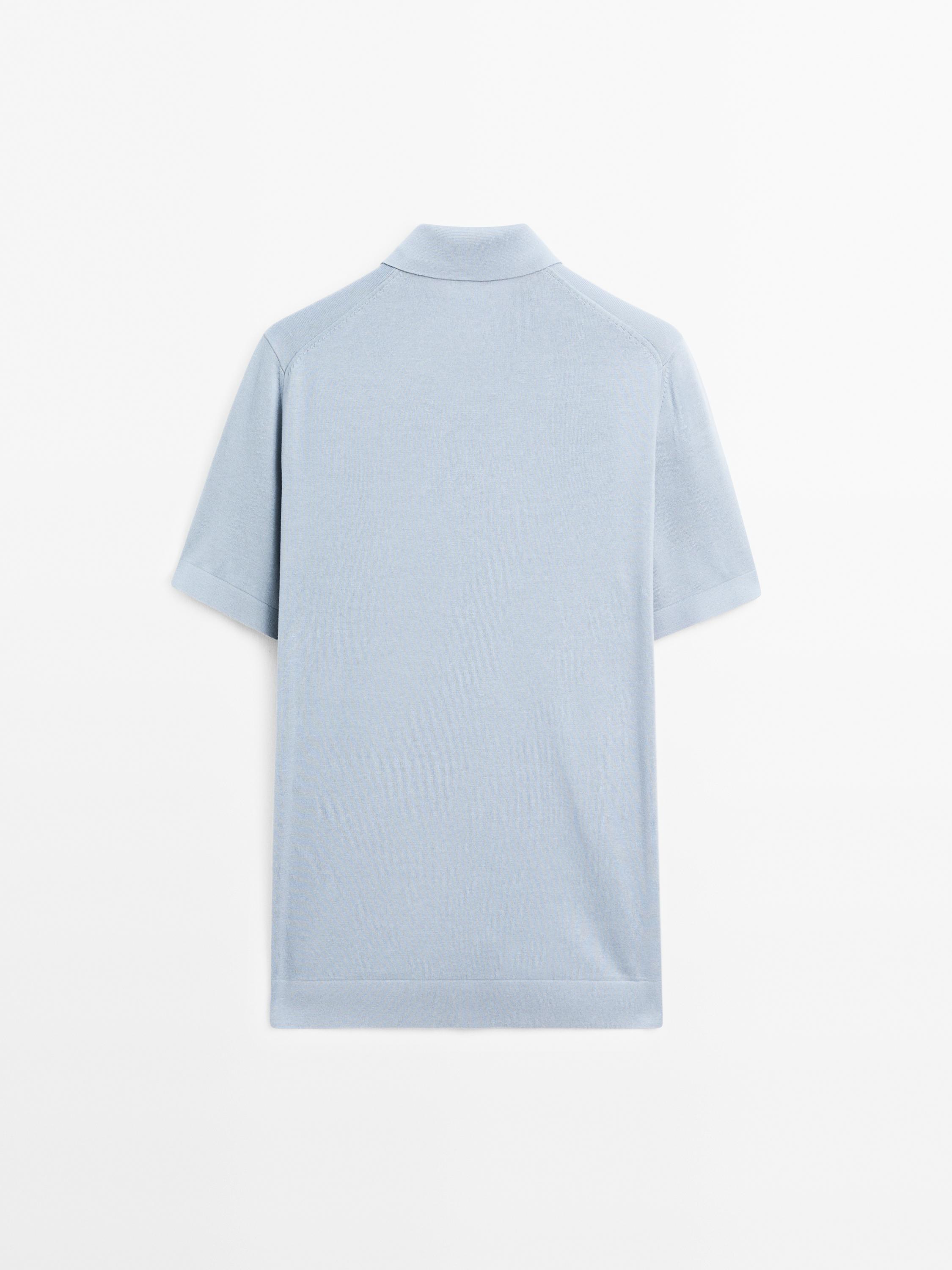 Cotton knit quarter-zip polo shirt