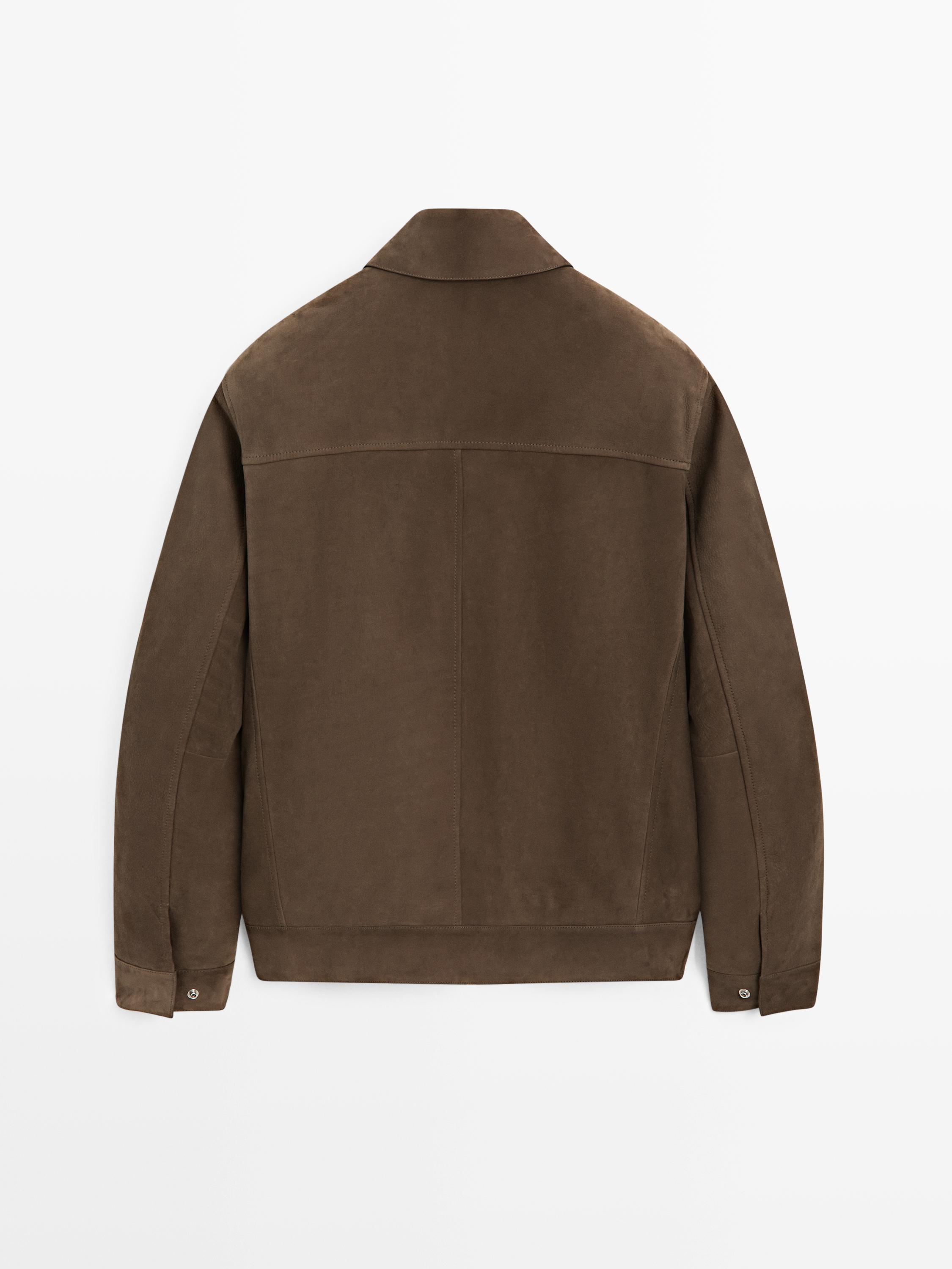 Veste courte en cuir effet daim