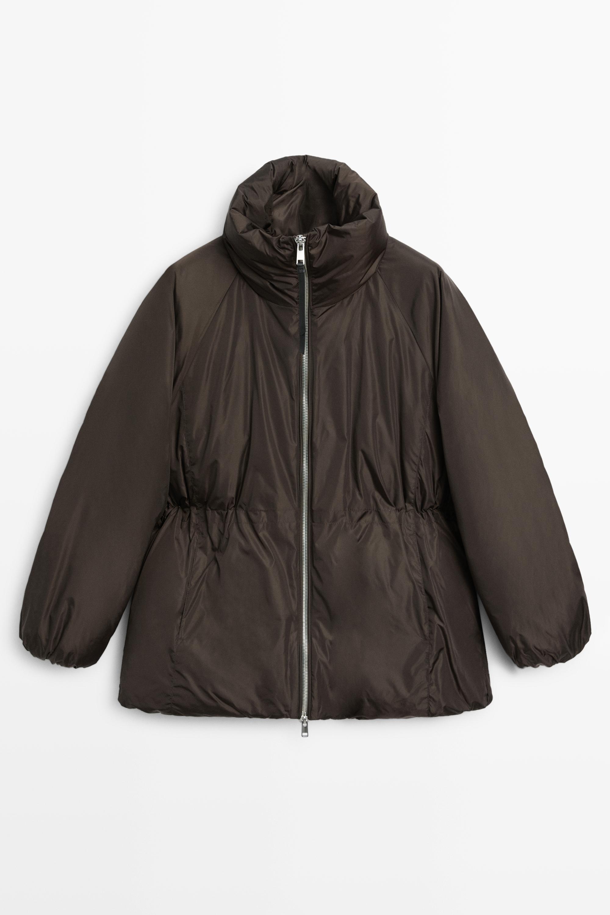 Down jacket with gathered detail by Massimo Dutti