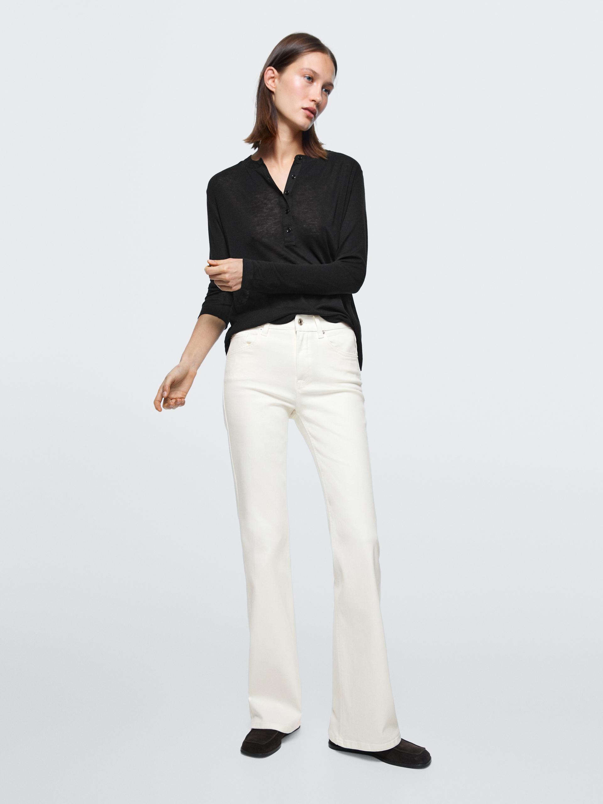 Jeans Skinny Fit À Boca De Sino - Gelo - 44 - Massimo Dutti - Mulher