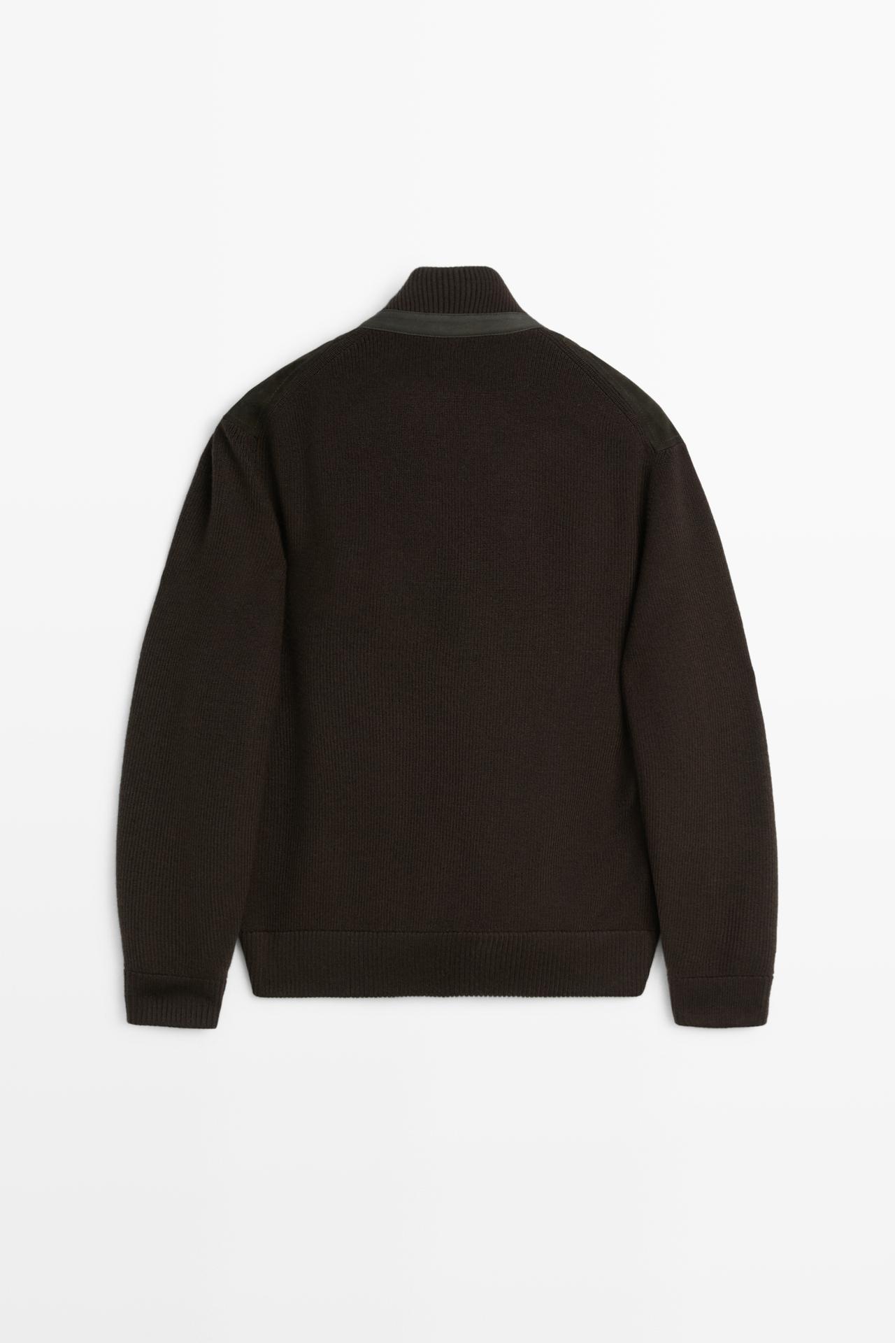 Contrast suede jacket — RUSSET