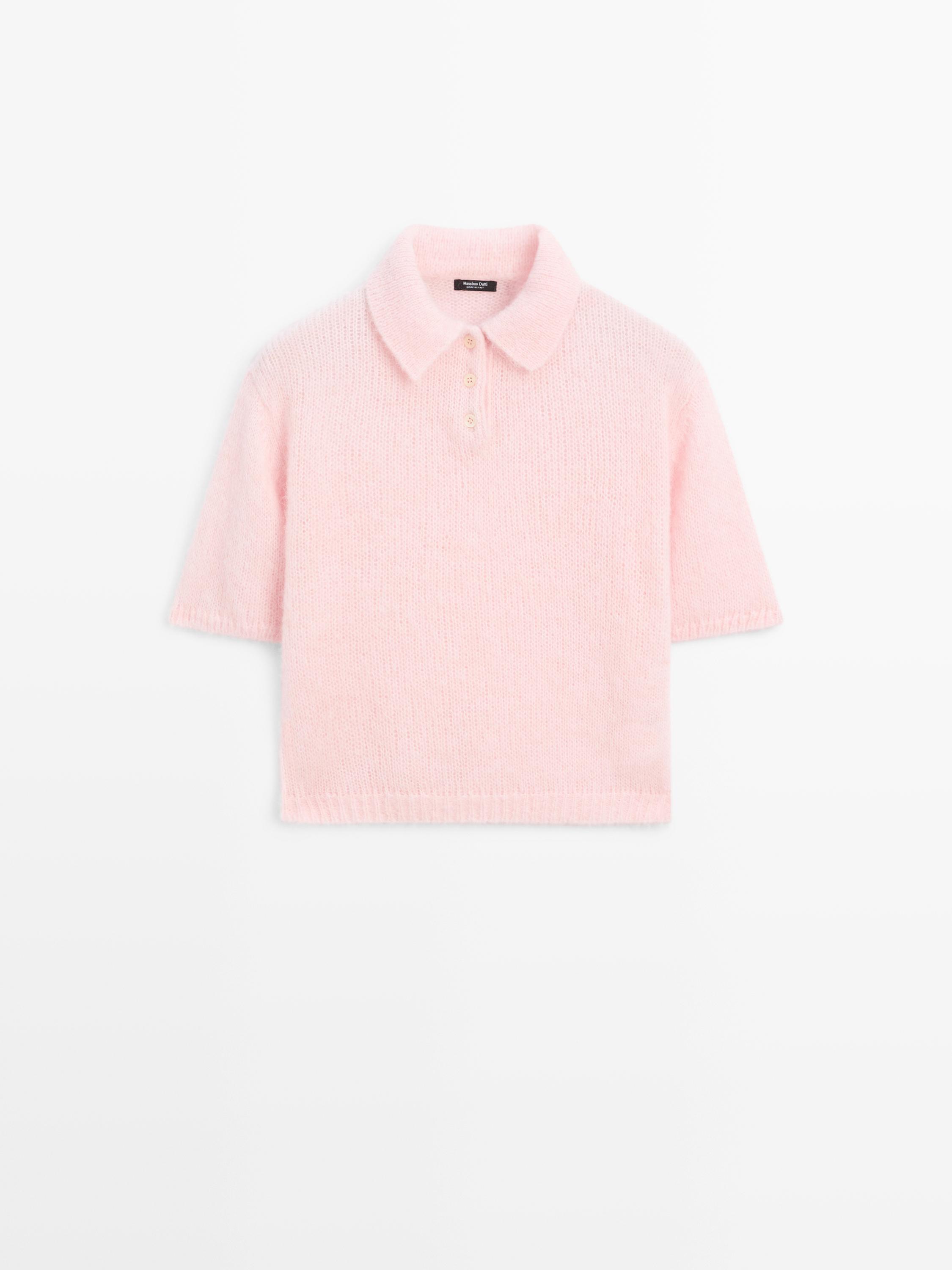 Pull polo en maille d’alpaga mélangé