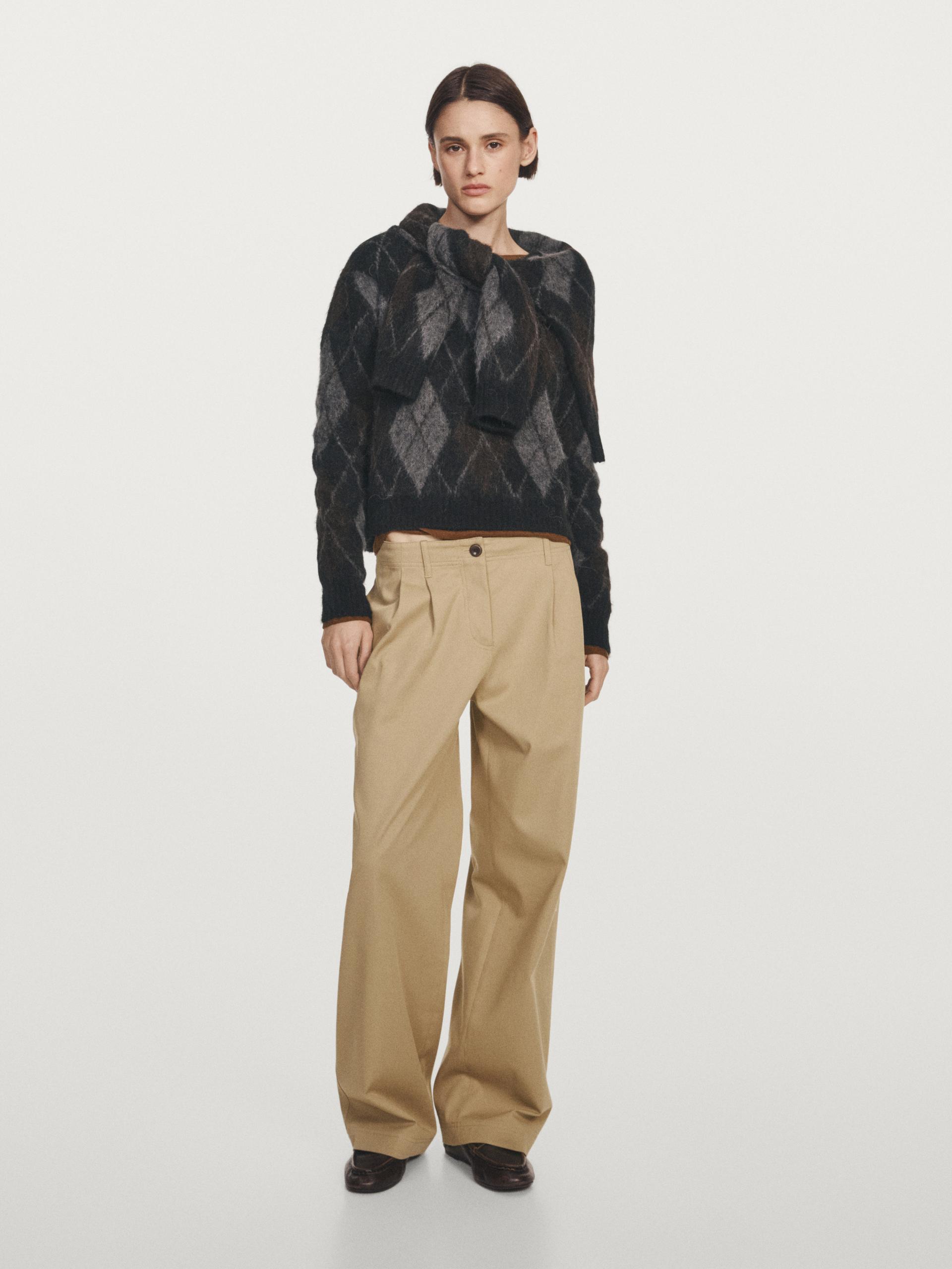 Pull À Losanges En Laine D’alpaga - Noir - M - Massimo Dutti - Femme