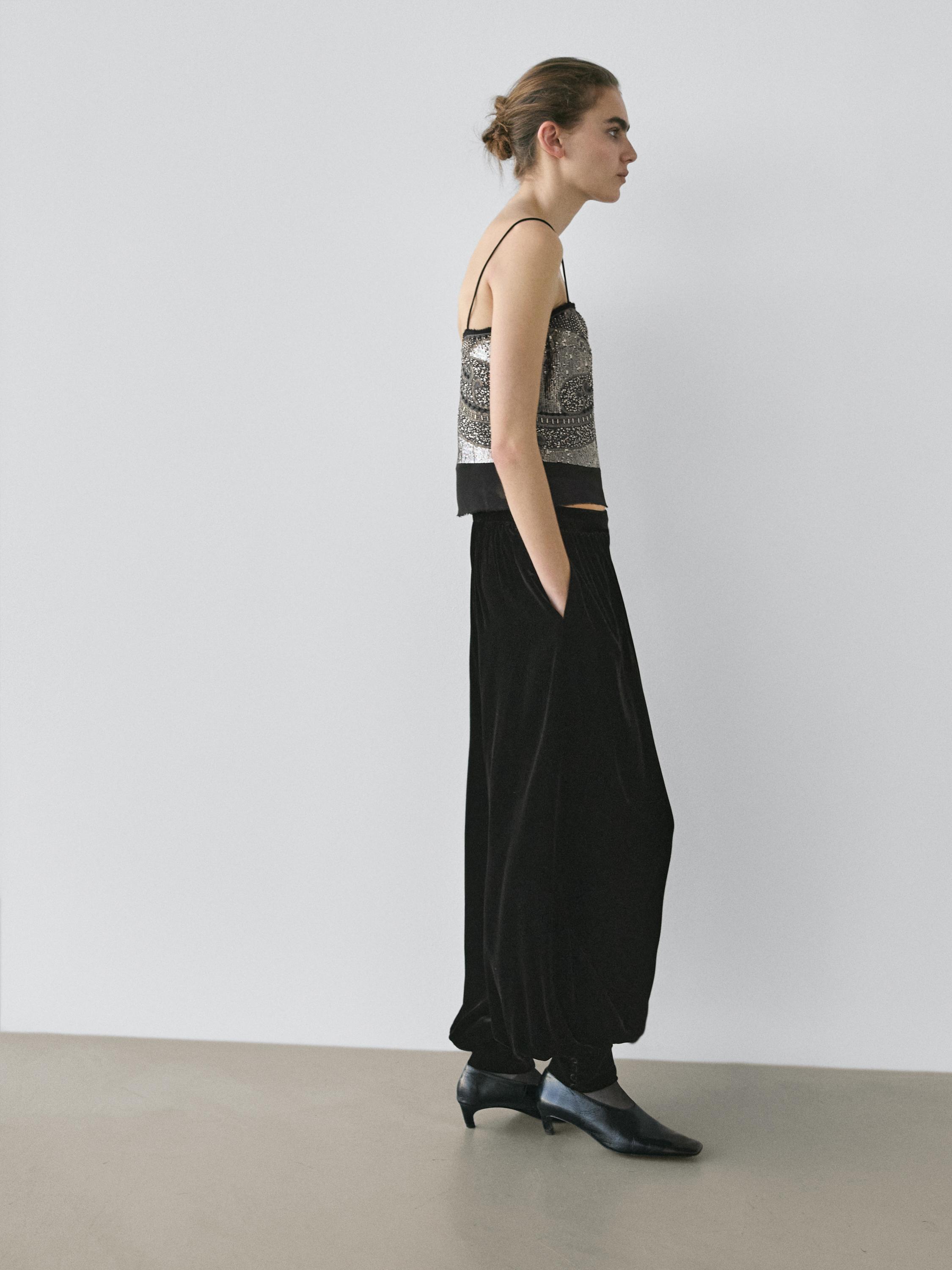 Velvet sarouel trousers - STUDIO — BLACK