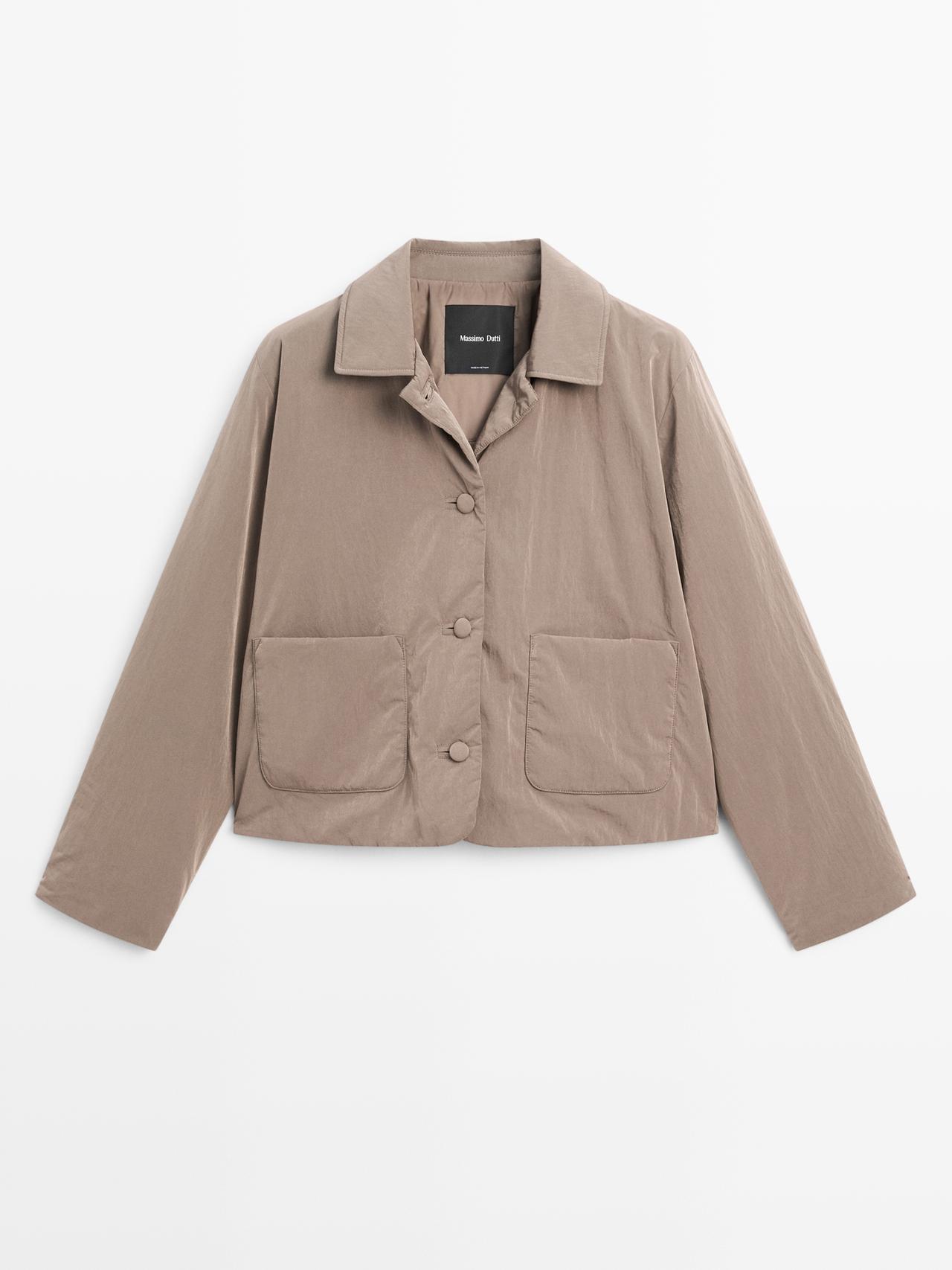 Massimo Dutti - Dames - Korte Waterafstotende Gewatteerd Jack - Molbruin - M